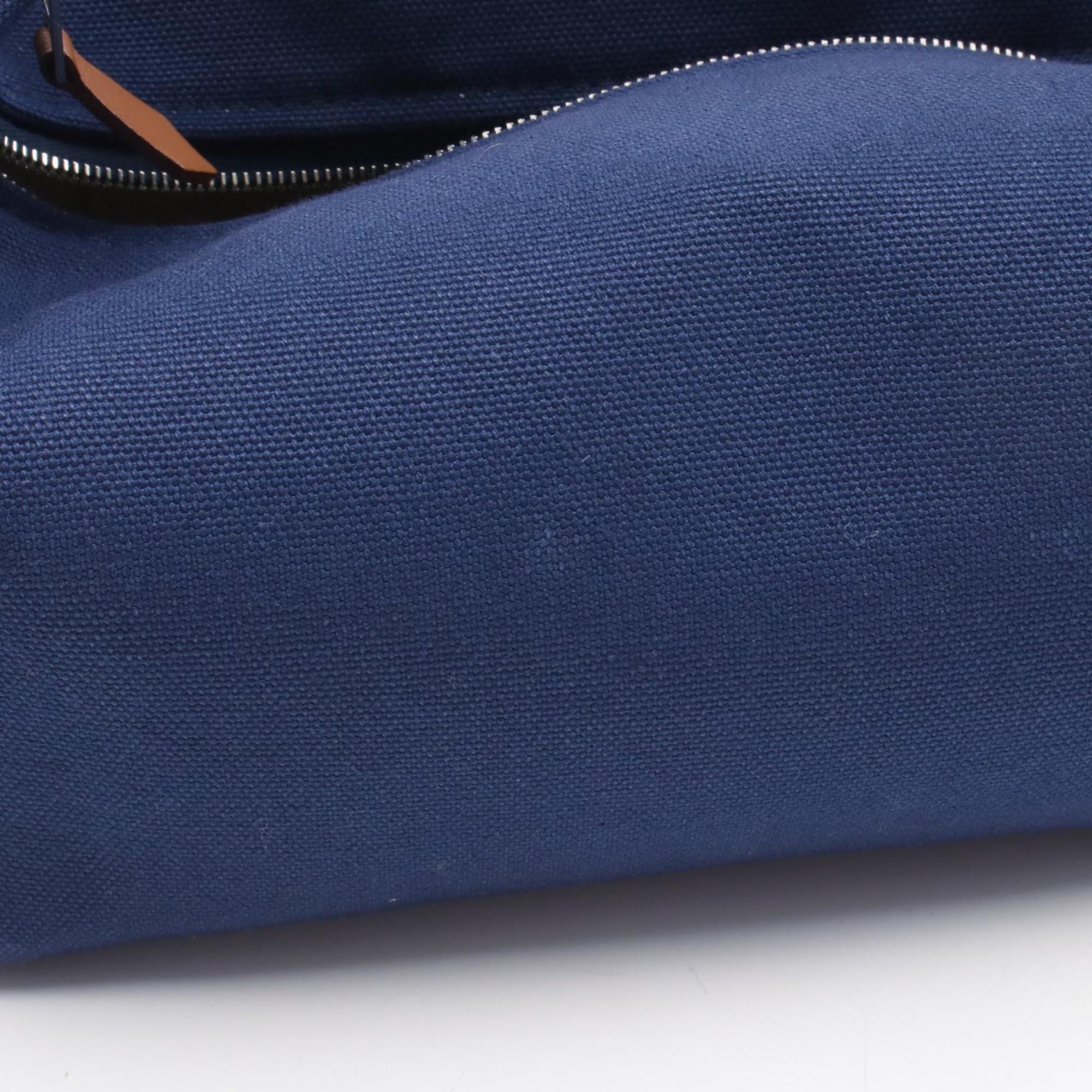 Hermes Blue Green Canvas Handbag (Pre-Owned)