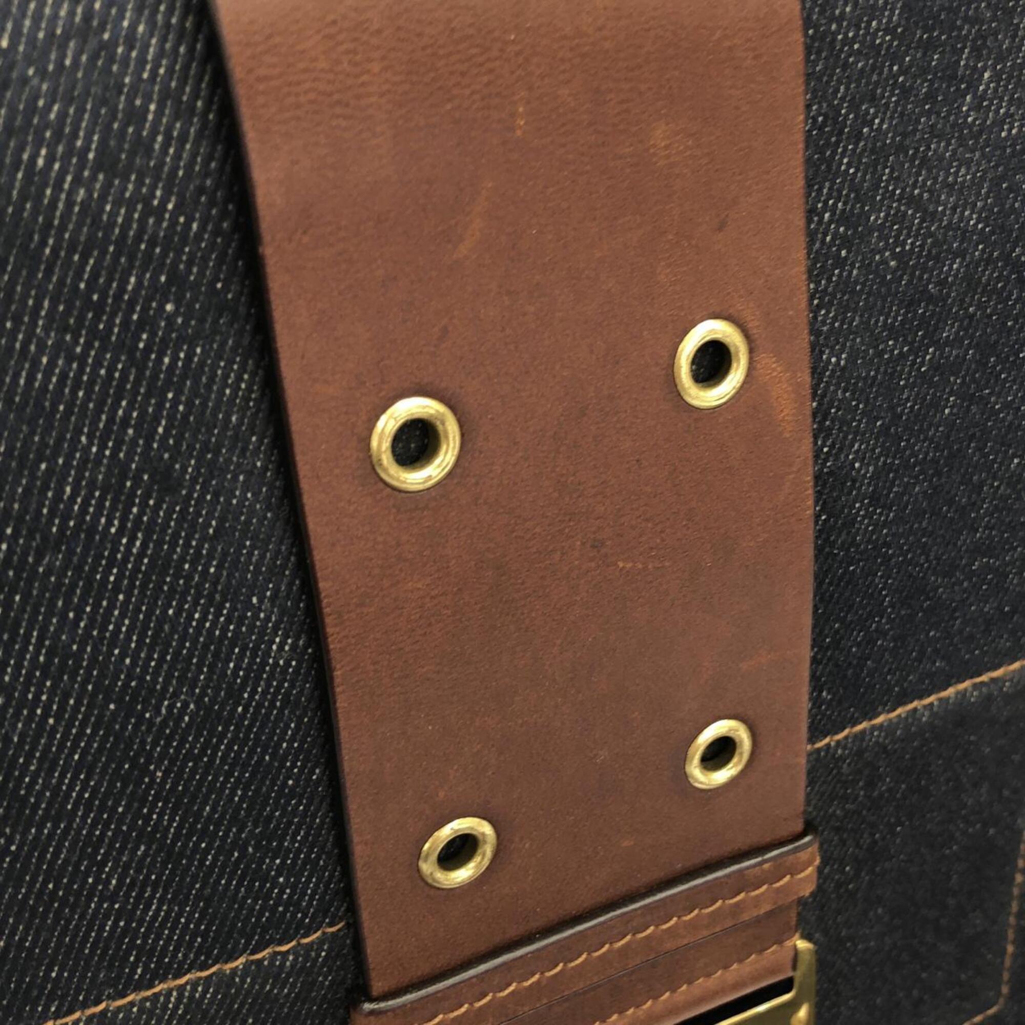 Christian Dior Blue Brown Denim Leather Shoulder Bag (Pre-Owned)