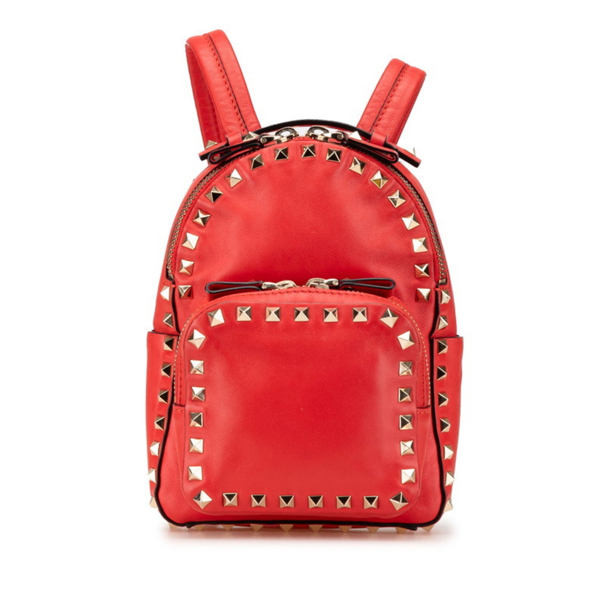 Valentino Red Color Leather Backpack (Pre-Owned)