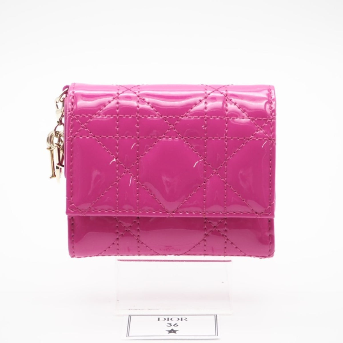 Christian Dior Pink Patent Leather Wallet (Tri-Fold) (Pre-Owned)