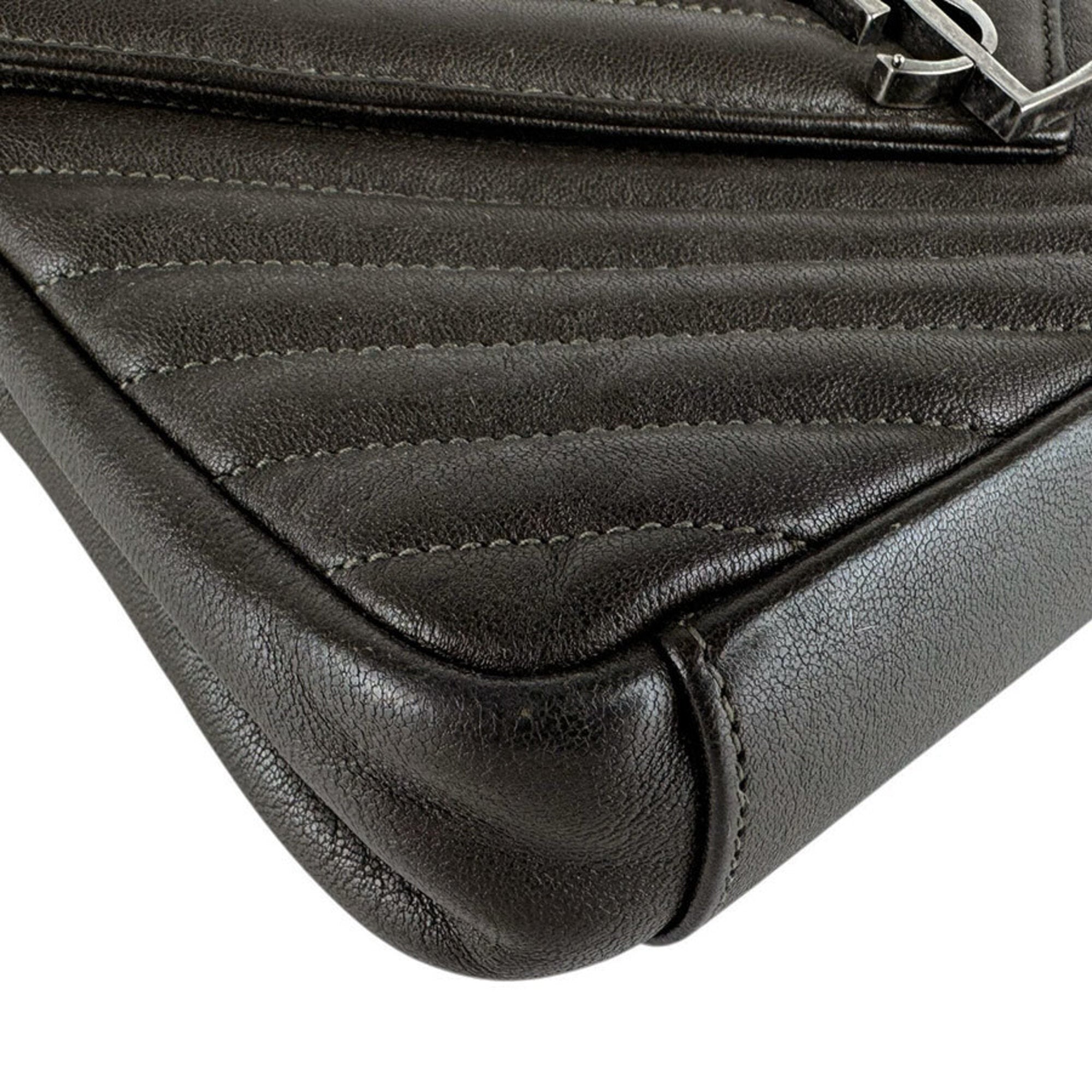 Saint Laurent Khaki Brown Leather Shoulder Bag (Pre-Owned)