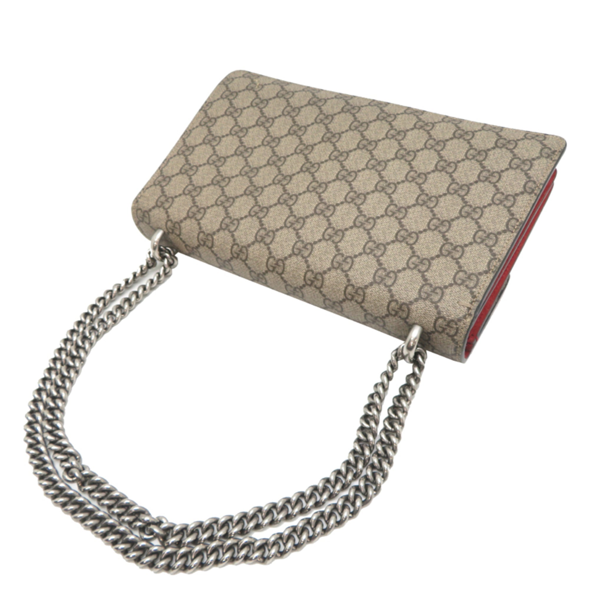 Gucci Beige Red Color Gg Supreme Shoulder Bag (Pre-Owned)