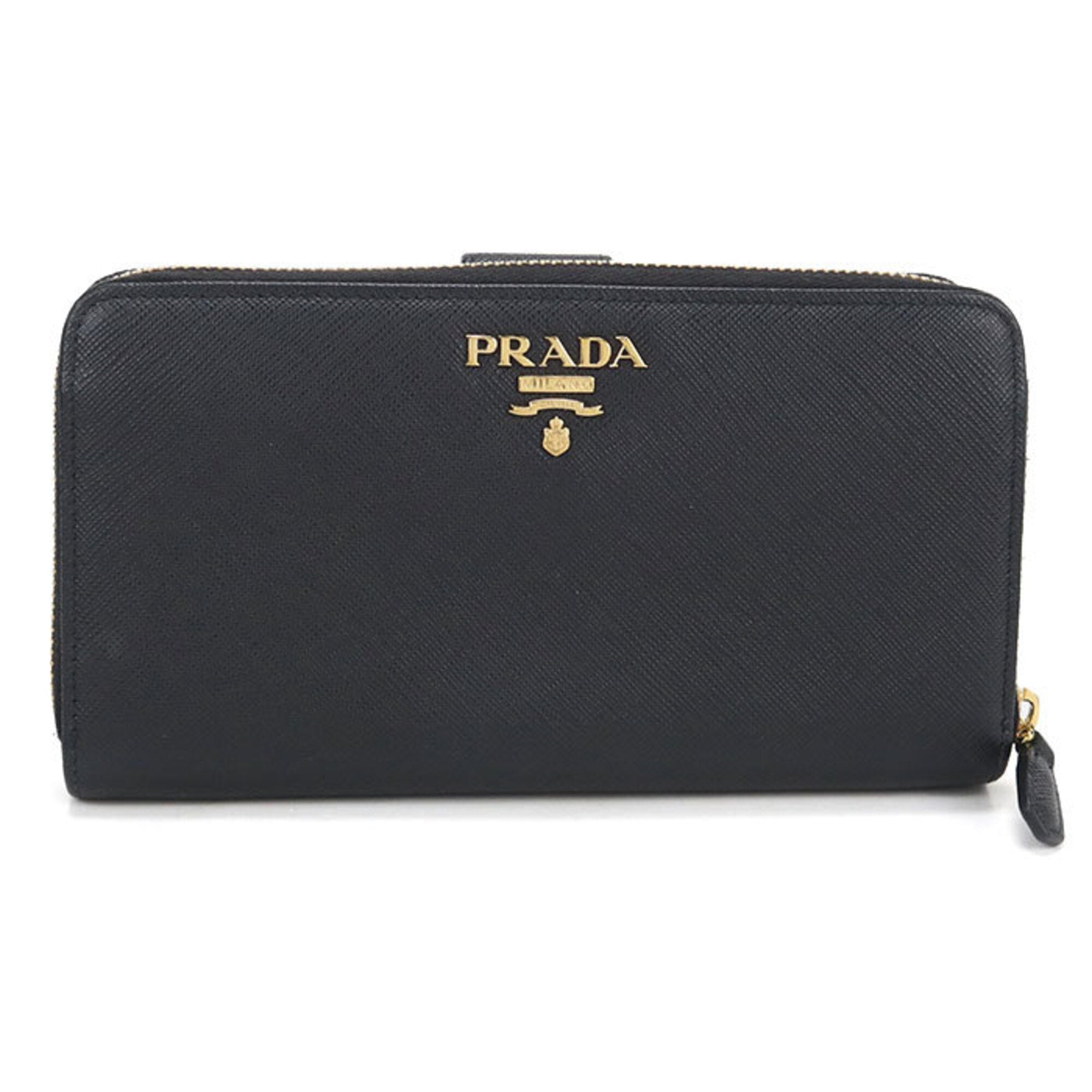 Prada Black Leather Long Wallet (Bi-Fold) (Pre-Owned)