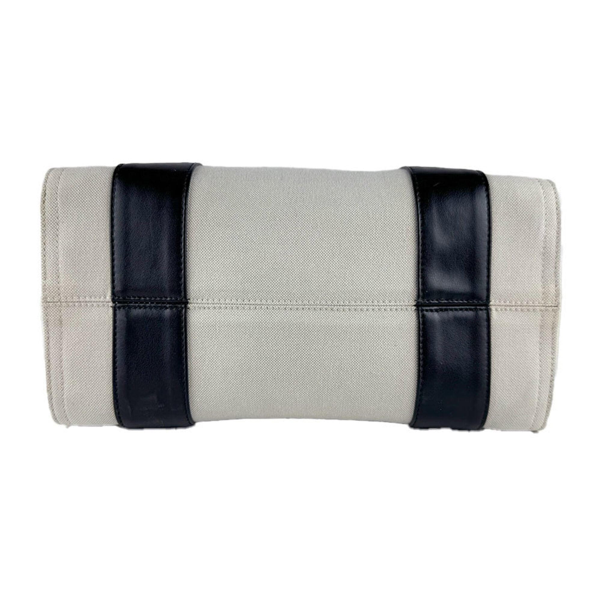 Balenciaga Black Ivory Canvas Handbag Shoulder Bag (Pre-Owned)