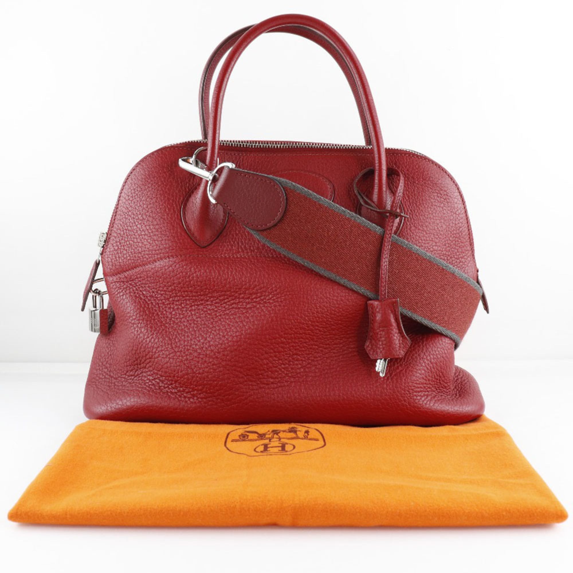 Hermes Bolide Red Color Rouge H Taurillon Clemence Leather Handbag (Pre-Owned)