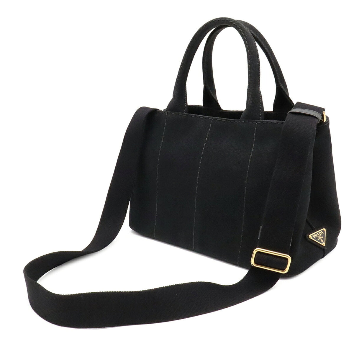 Prada Canapa Black Nero Canvas Handbag Shoulder Bag Tote Bag (Pre-Owned)