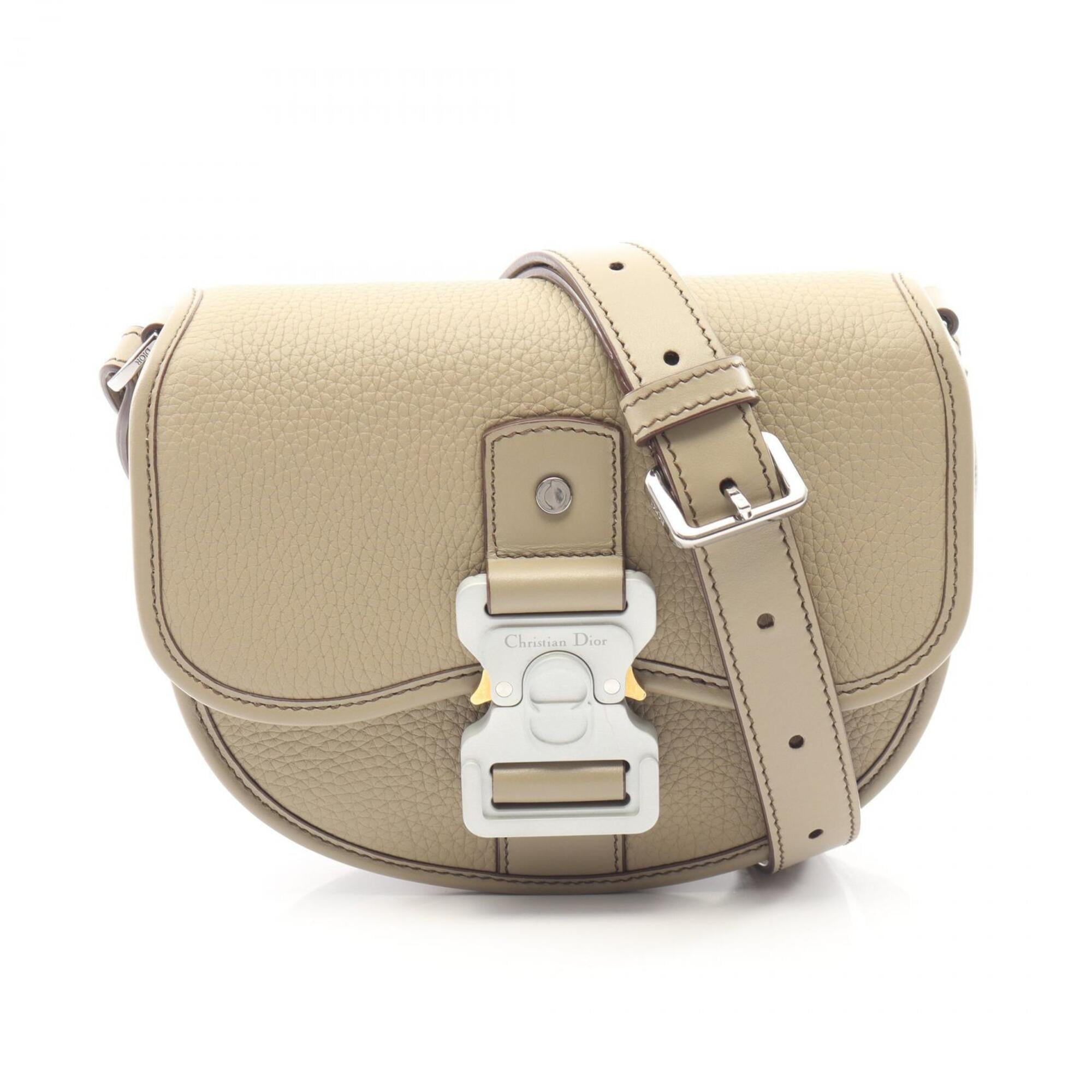 Christian Dior Beige Leather Handbag Shoulder Bag (Pre-Owned)