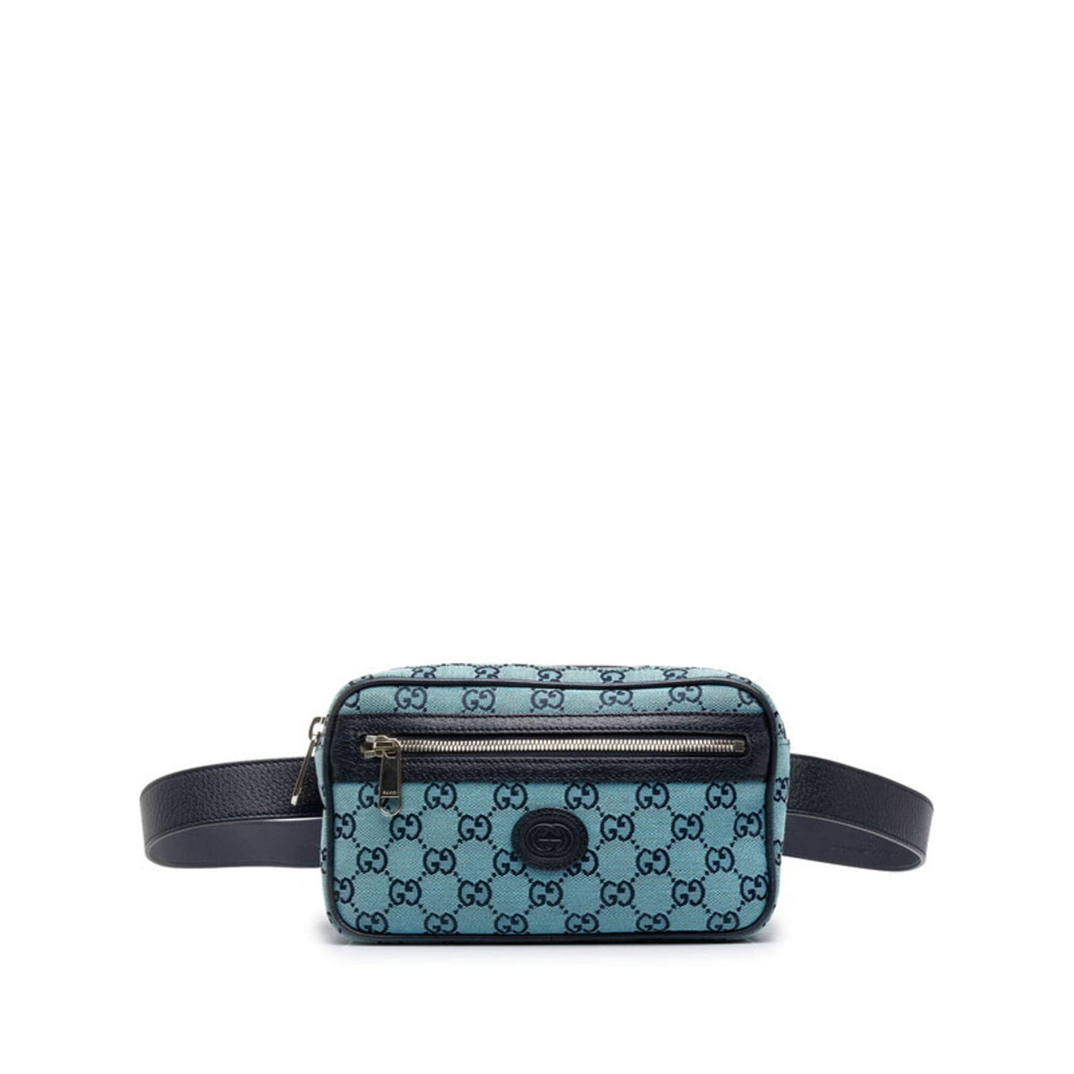 Gucci Blue Navy Canvas Leather Fanny Pack (Pre-Owned)