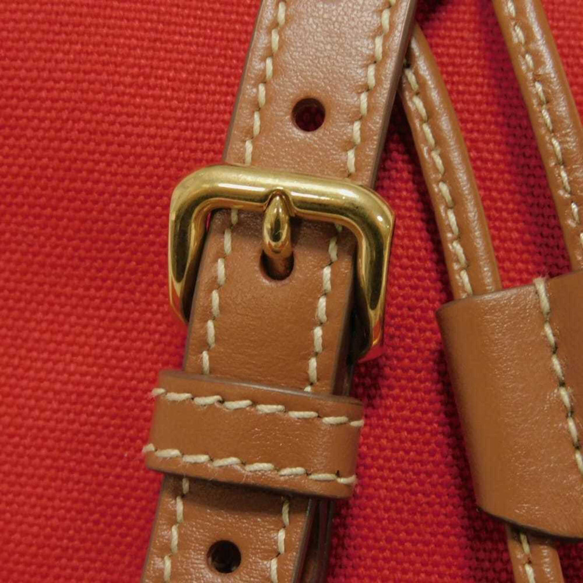 Miu Miu Red Color Cotton Canvas Backpack (Pre-Owned)