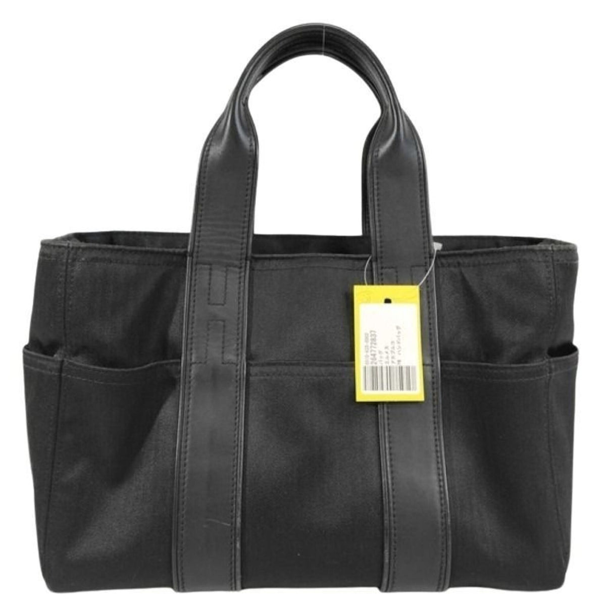 Hermes Acapulco Black Toile Chevron Leather Handbag Shoulder Bag Tote Bag (Pre-Owned)