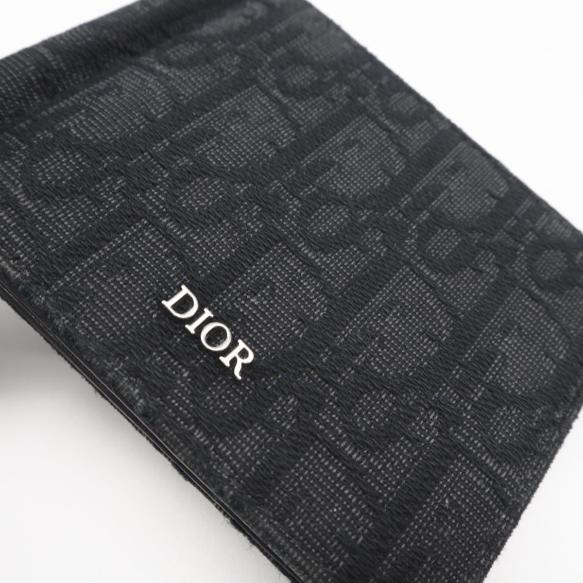 Christian Dior Black Gray Canvas Leather Money Clip (Pre-Owned)