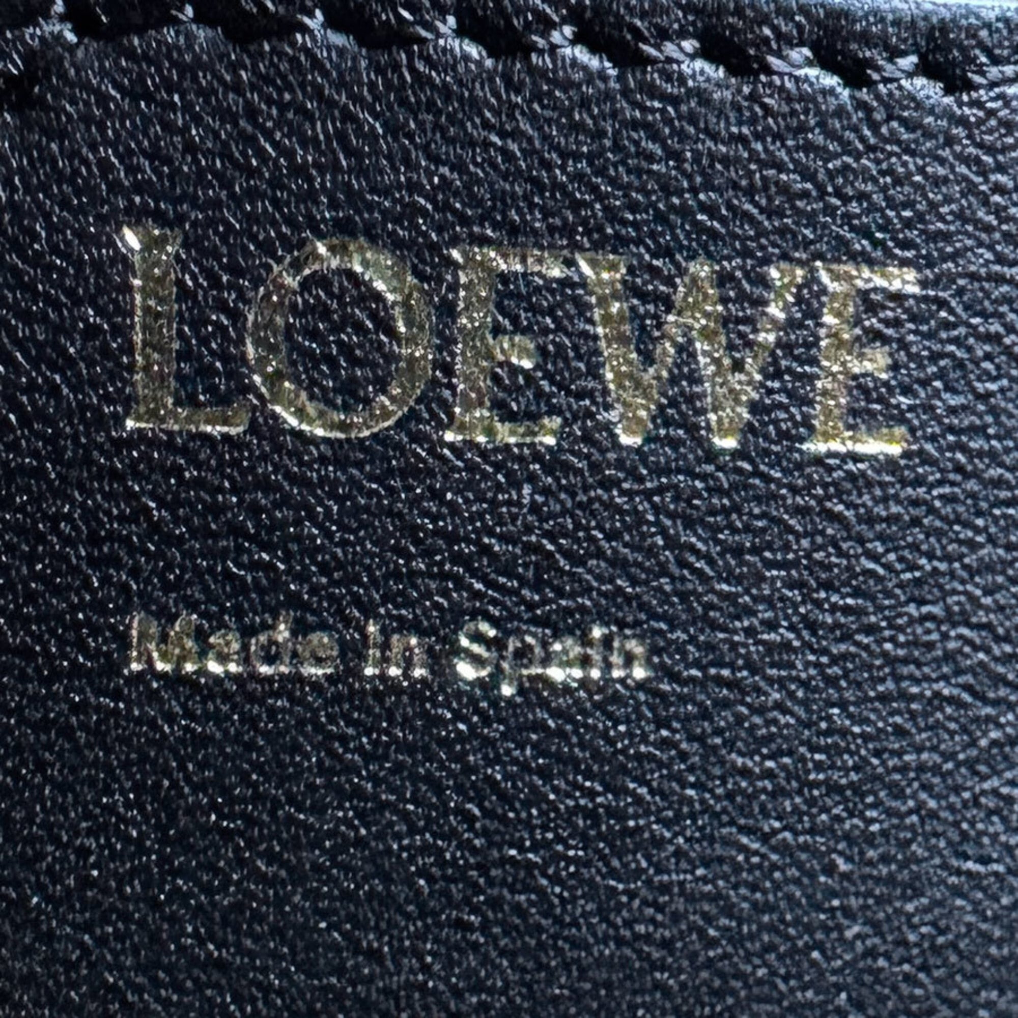 Loewe Black Navy Leather Jacquard Handbag Shoulder Bag (Pre-Owned)