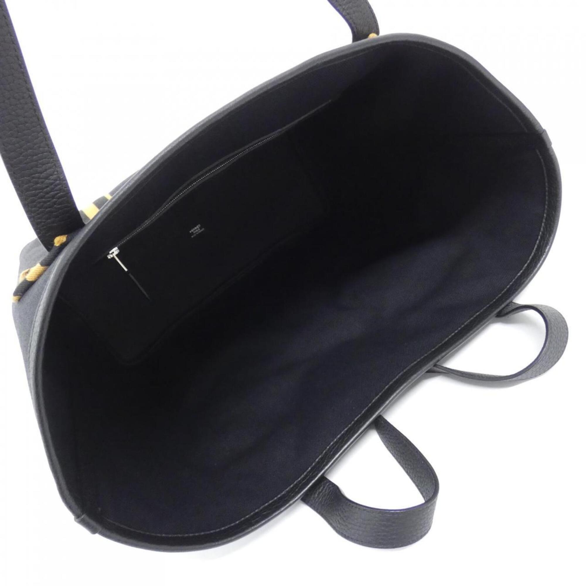 Hermes Black Caramel Taurillon Clemence Leather Handbag (Pre-Owned)