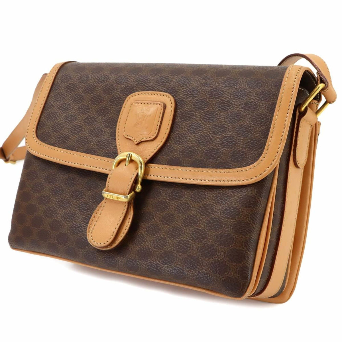 Celine Brown Pvc Leather Handbag Shoulder Bag (Pre-Owned)