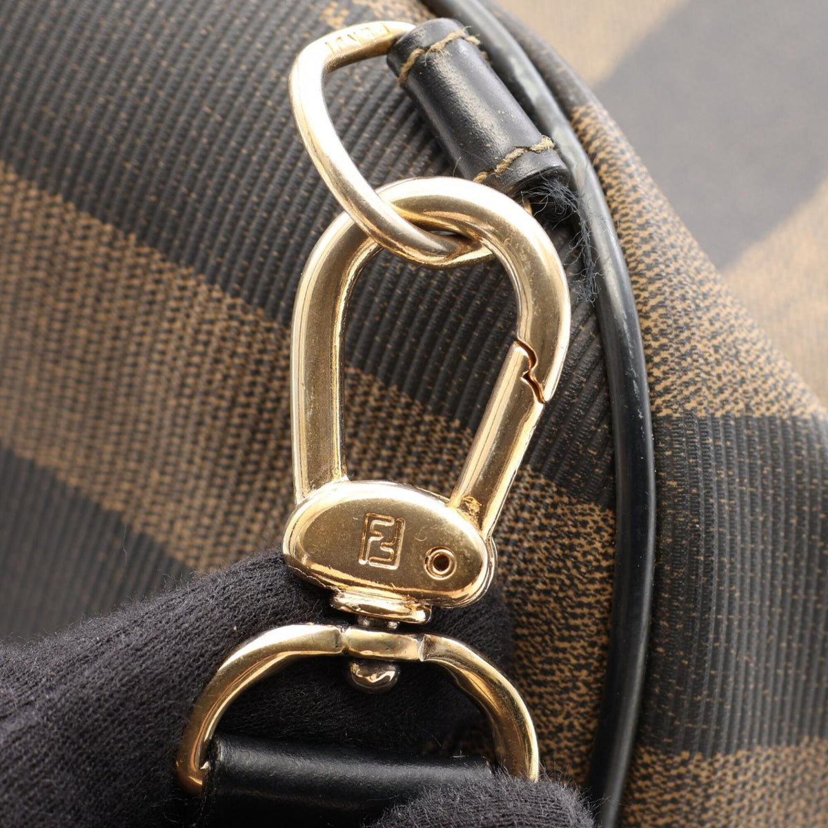 Fendi Black Gray Coated Canvas Leather Fanny Pack Handbag (Pre-Owned)