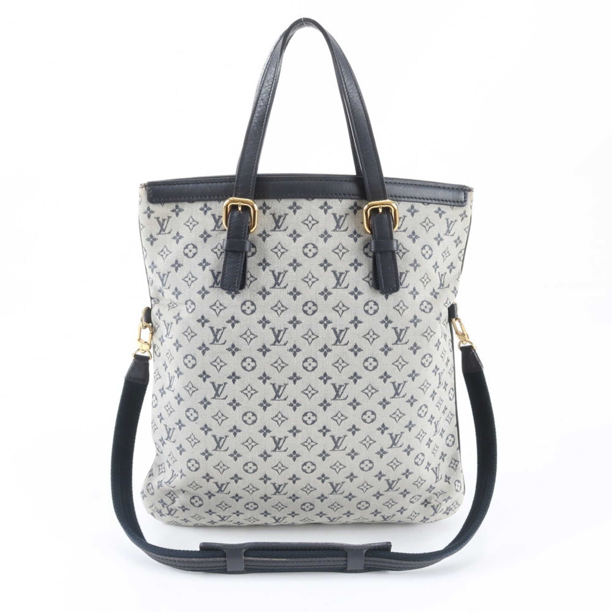 Louis Vuitton Blue Leather Canvas Shoulder Bag Tote Bag (Pre-Owned)