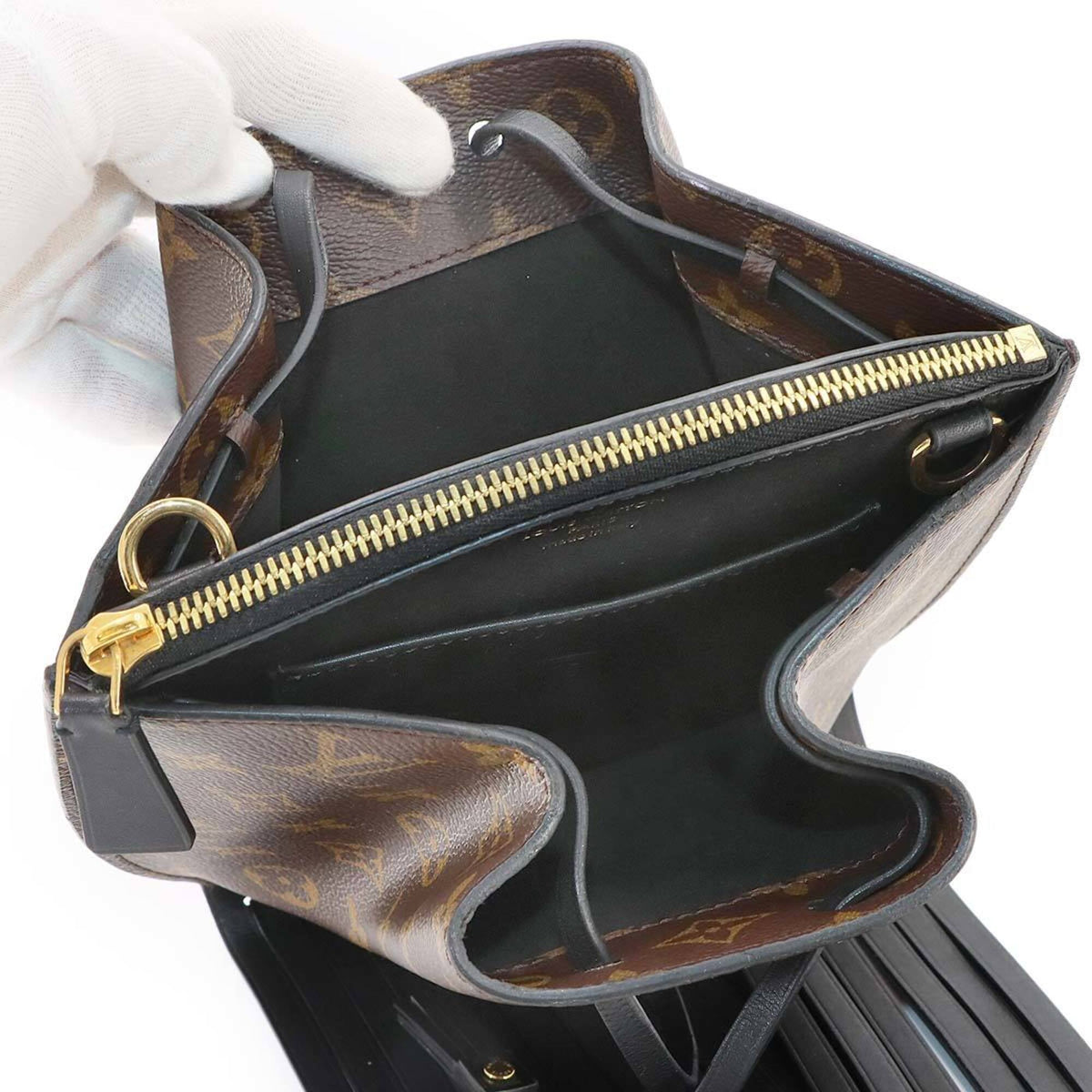 Louis Vuitton Black Brown Monogram Monogram Canvas Leather Handbag Shoulder Bag (Pre-Owned)