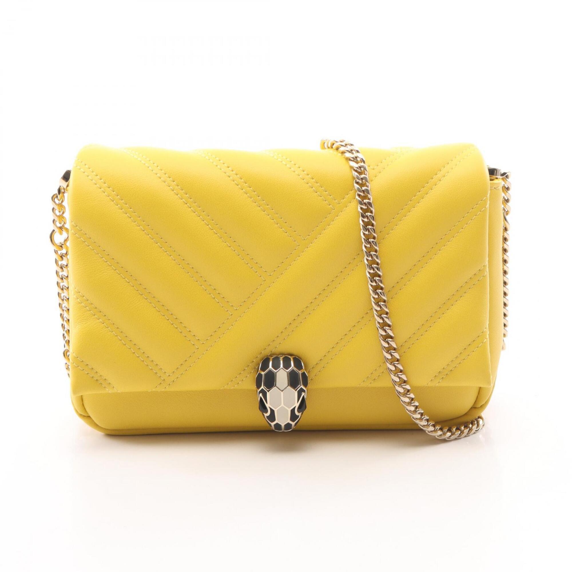 Bvlgari Yellow Leather Handbag Shoulder Bag (Pre-Owned)
