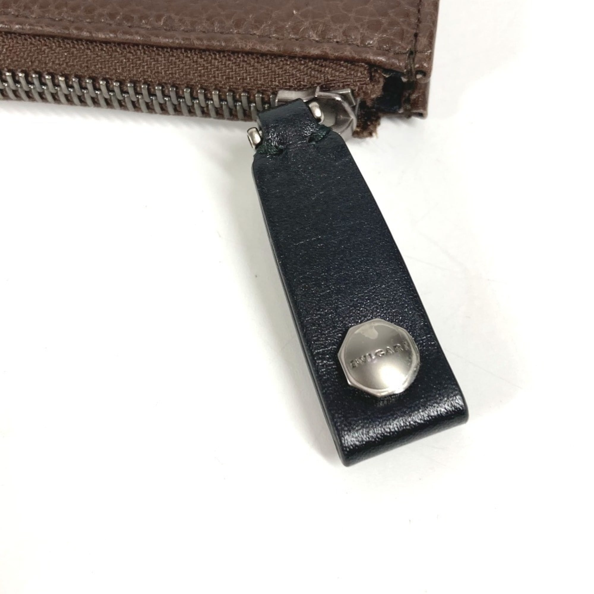 Bvlgari Black Brown Leather Clutch Bag (Pre-Owned)