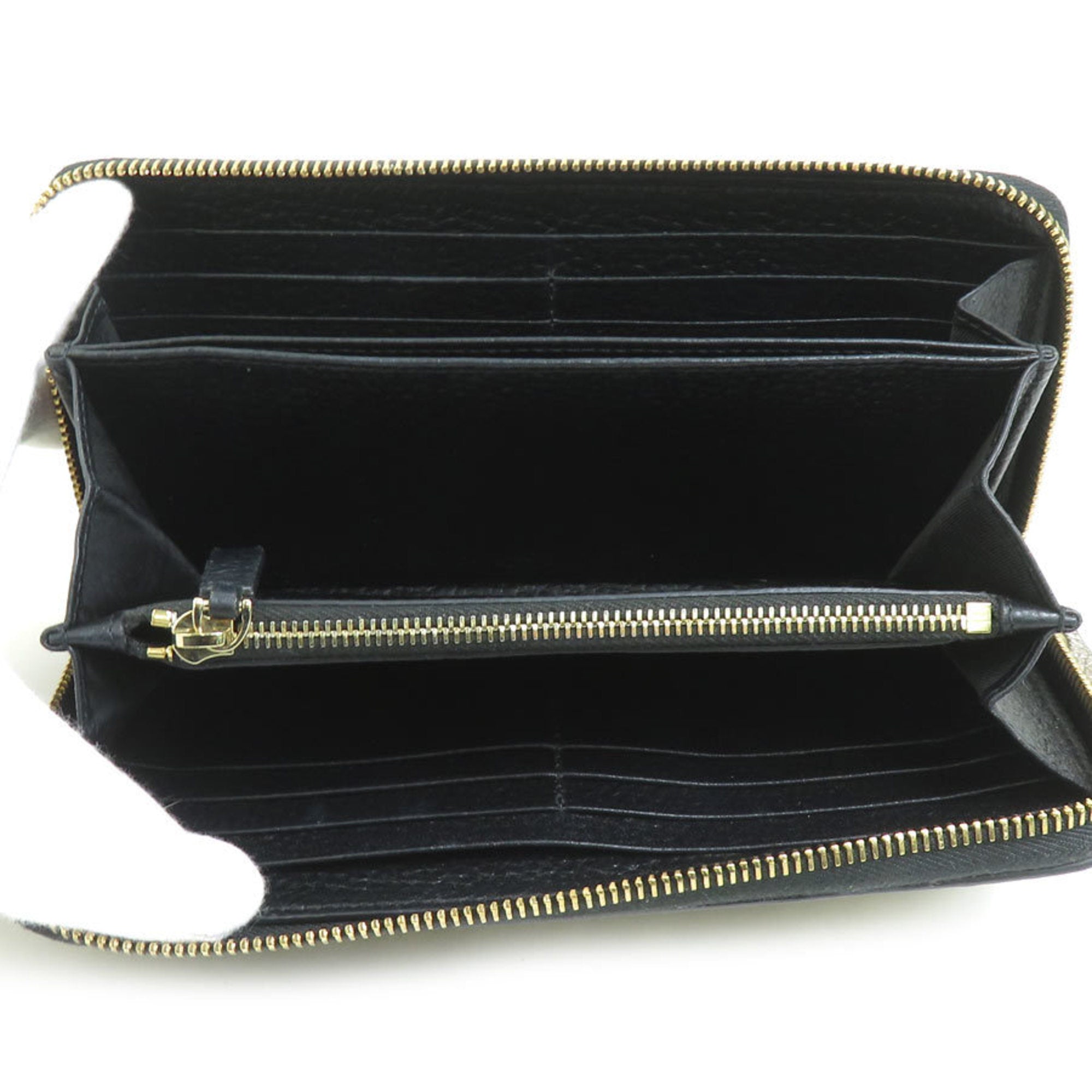 Valentino Garavani Gold Black Leather Coin Purse/Coin Case (Pre-Owned)