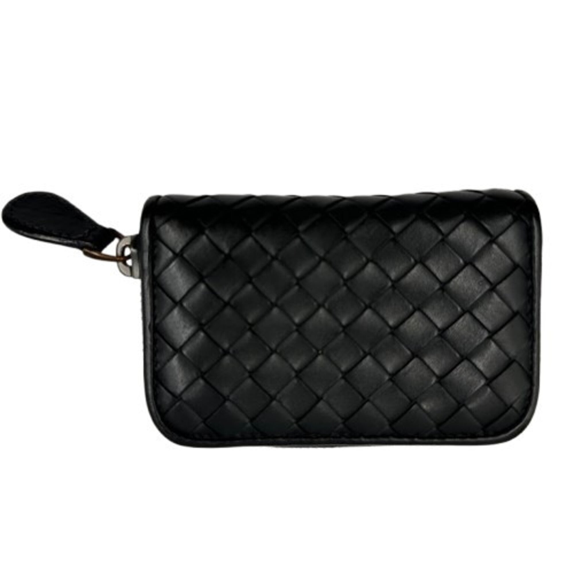 Bottega Veneta Black Leather Coin Purse/Coin Case (Pre-Owned)