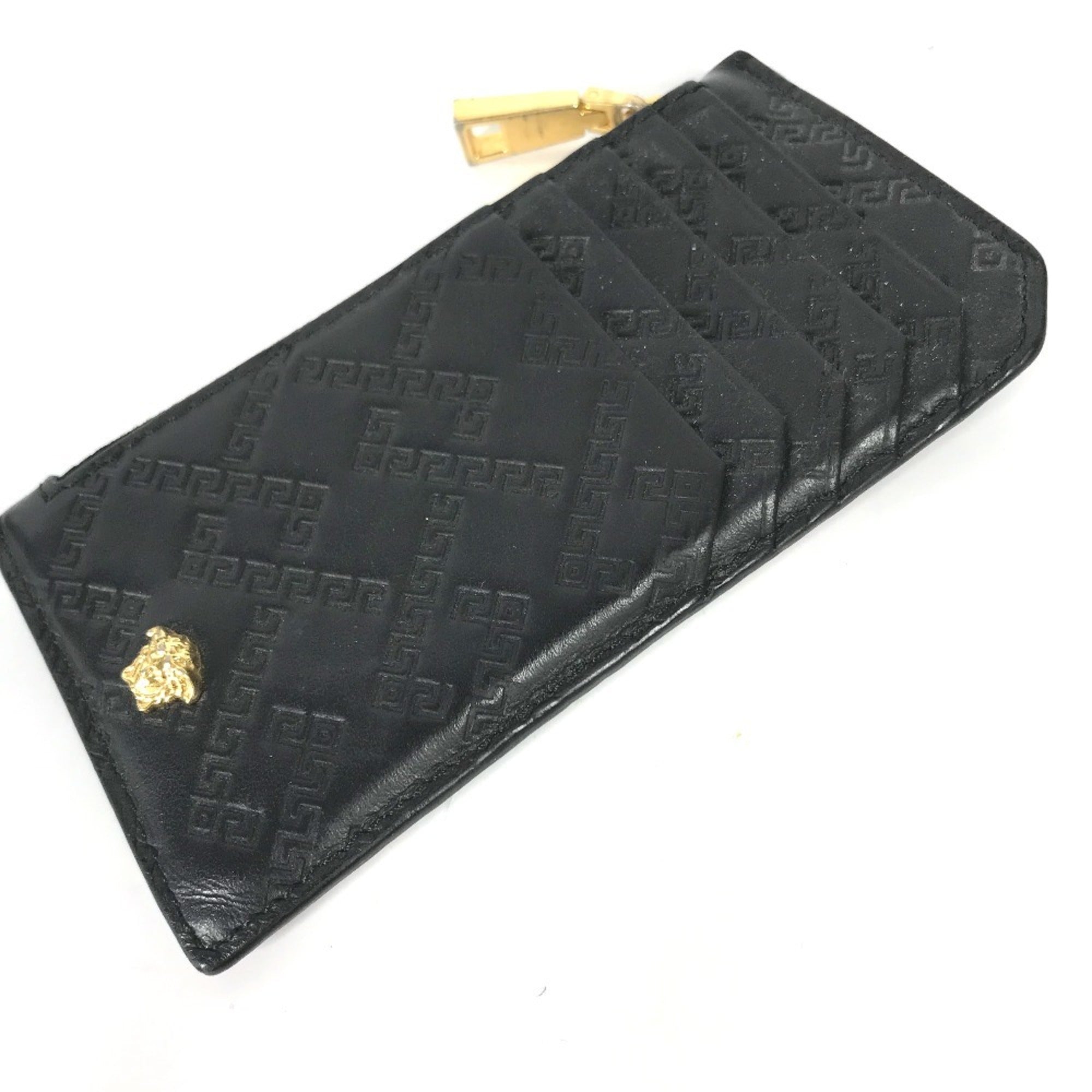 Versace Black Leather Long Wallet (Bi-Fold) (Pre-Owned)