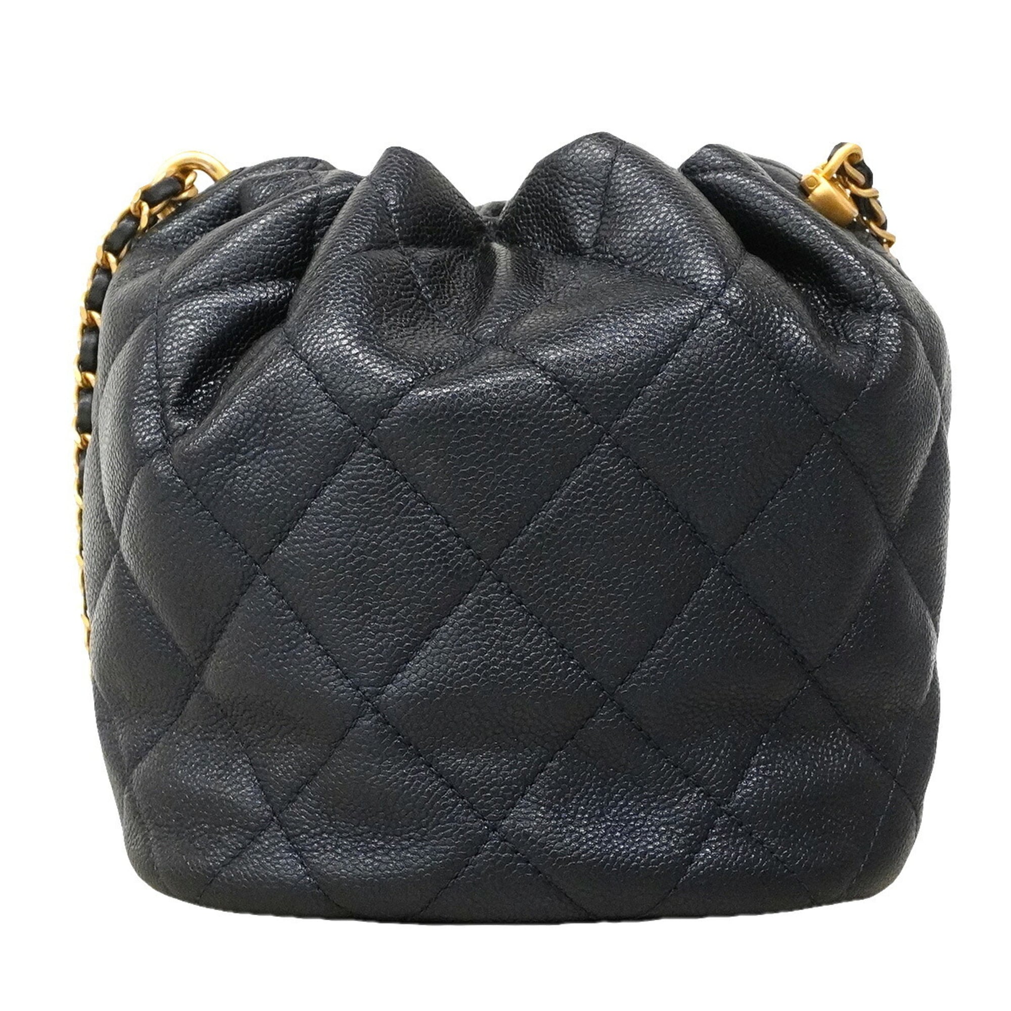 Chanel Navy Grained Calfskin Handbag (Pre-Owned)