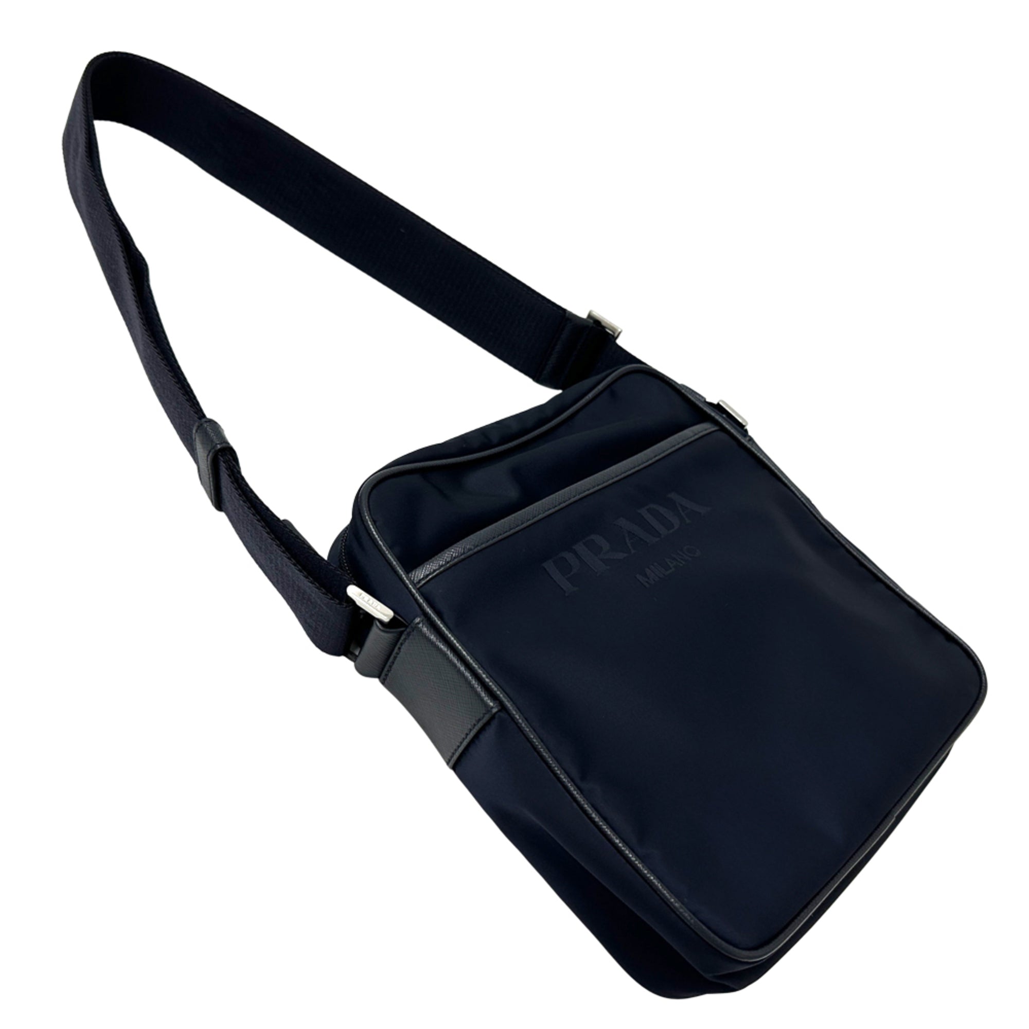 Prada Navy Nylon Handbag Shoulder Bag (Pre-Owned)