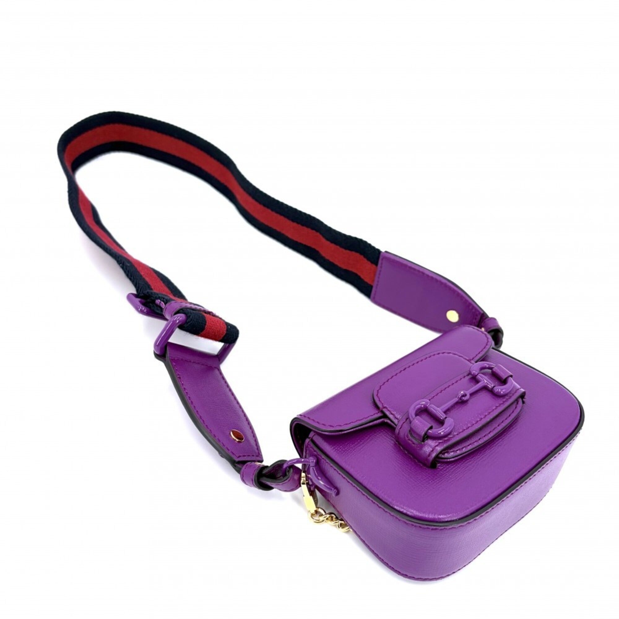 Gucci Purple Leather Handbag Shoulder Bag (Pre-Owned)