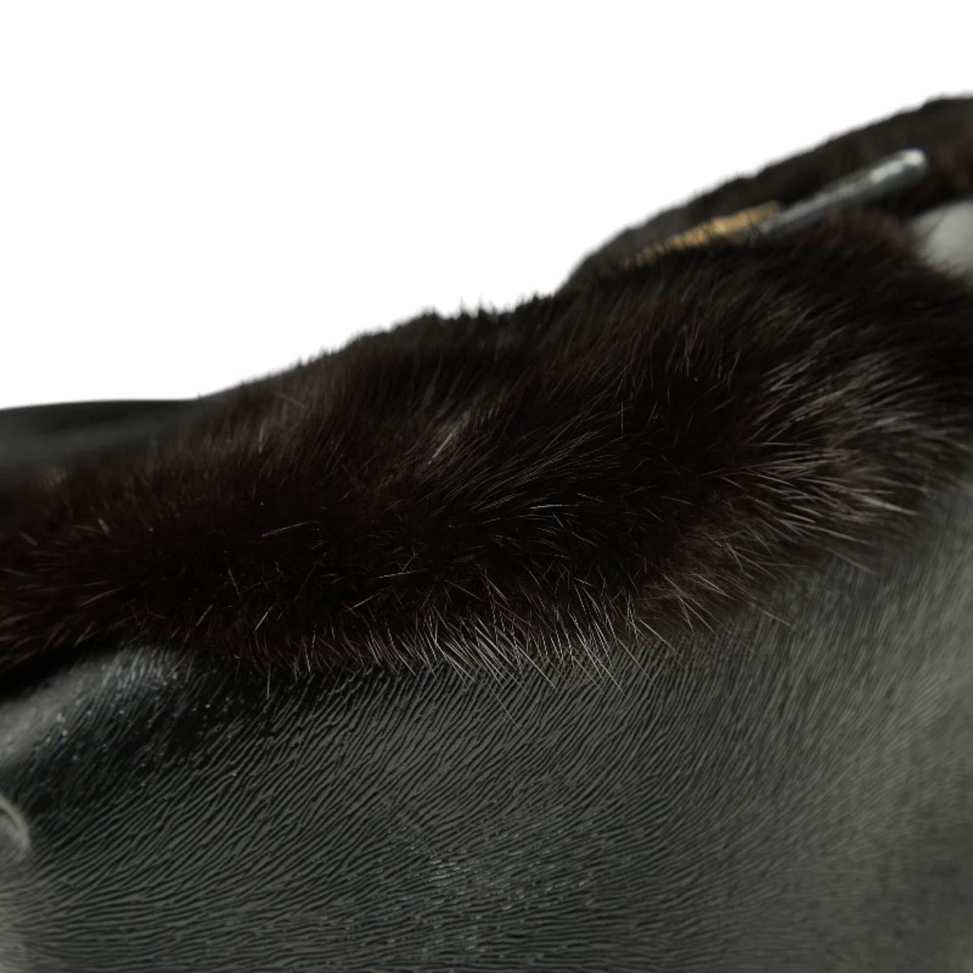 Fendi Black Brown Fur Leather Handbag Shoulder Bag (Pre-Owned)