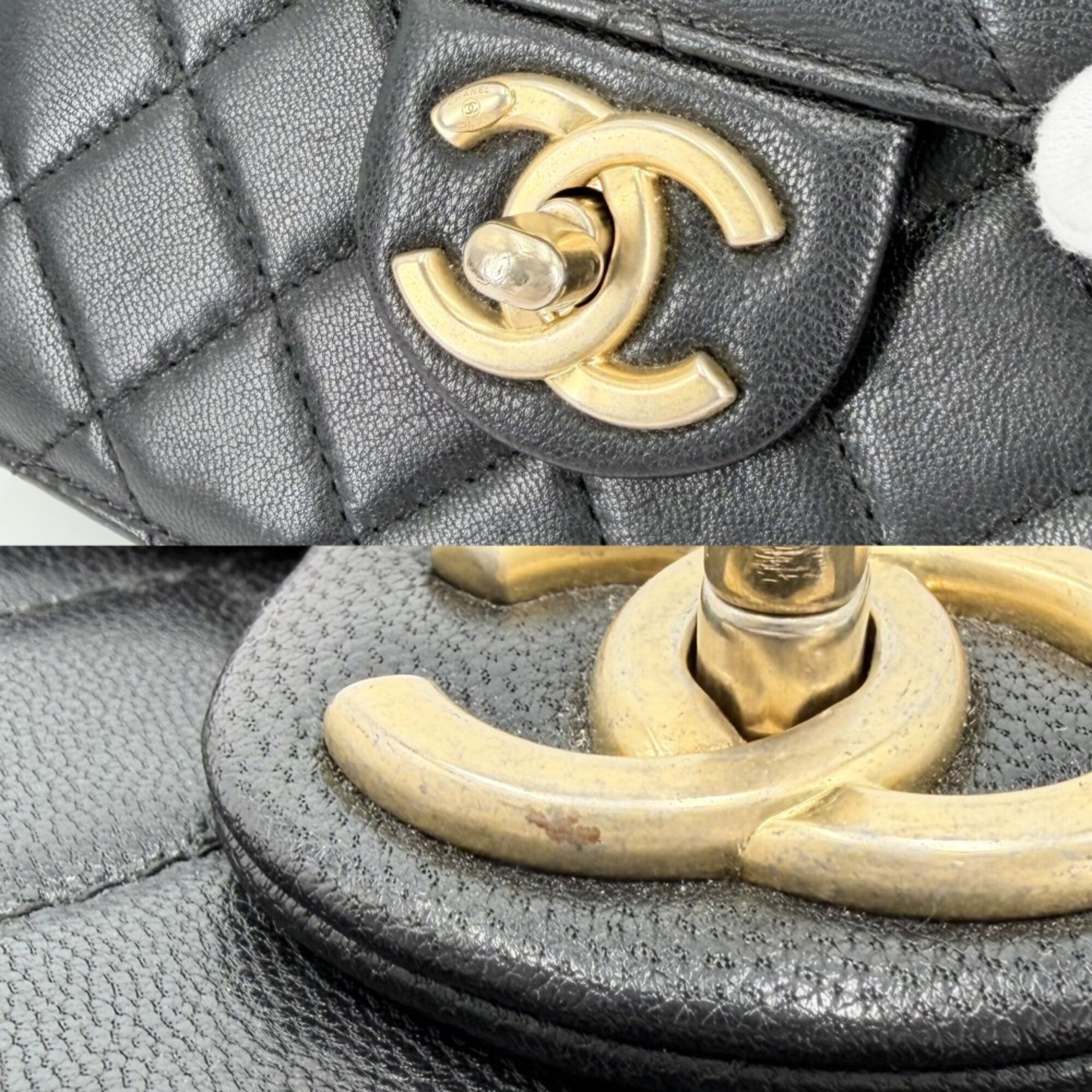 Chanel Matelasse Black Leather Shoulder Bag (Pre-Owned)