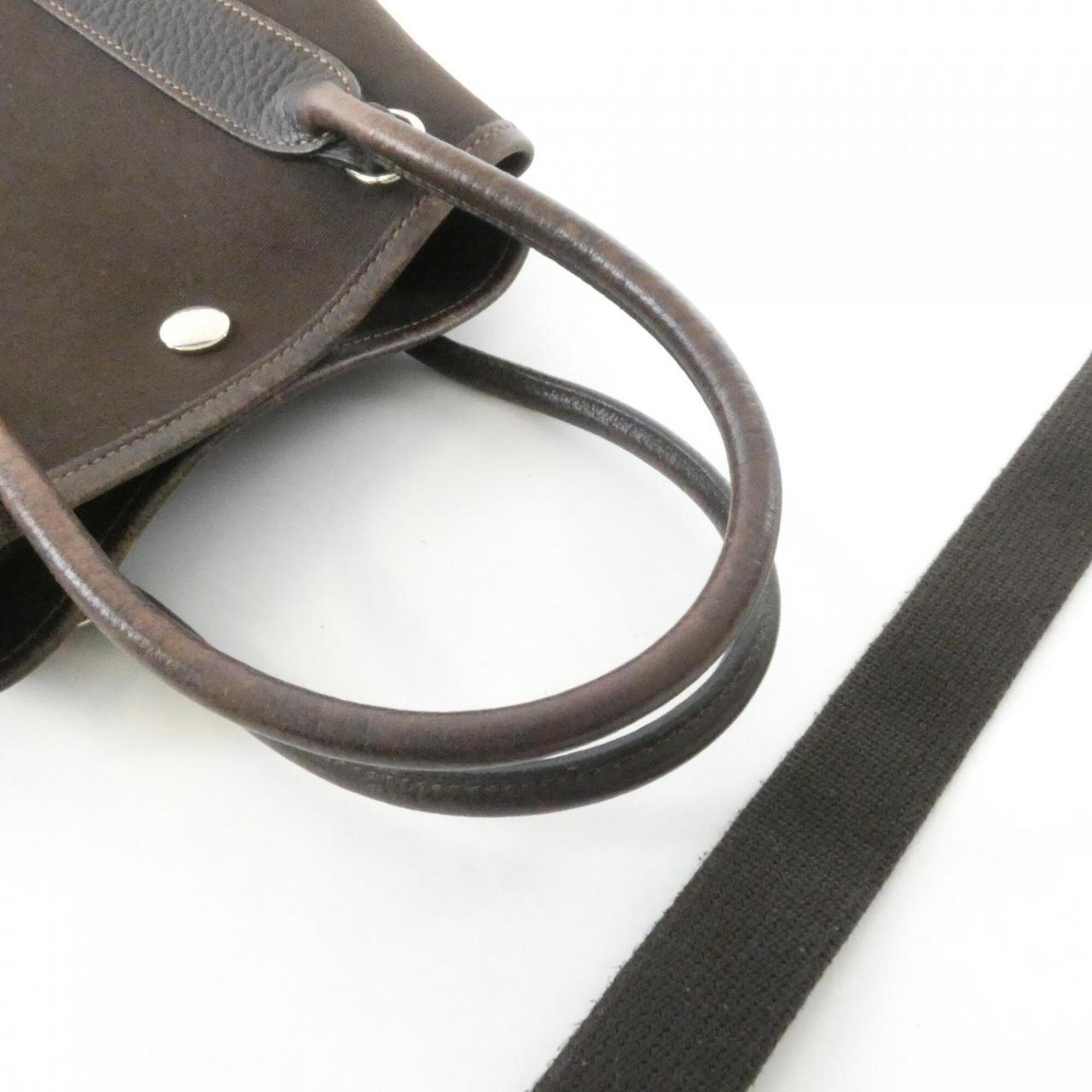 Hermes Brown Toile Officier Handbag (Pre-Owned)