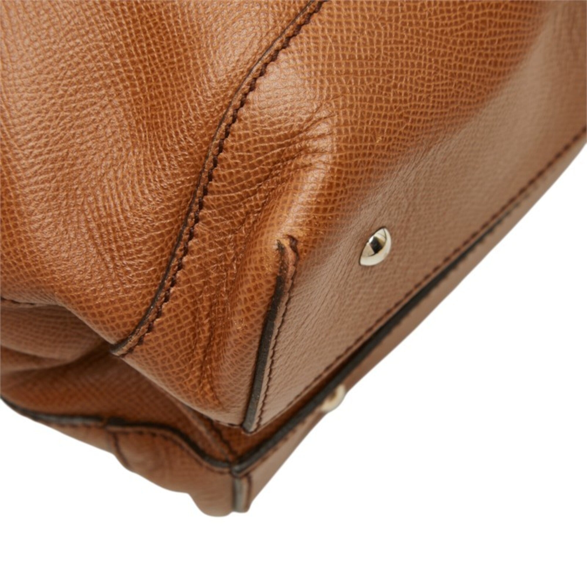 Salvatore Ferragamo Brown Leather Shoulder Bag Tote Bag (Pre-Owned)