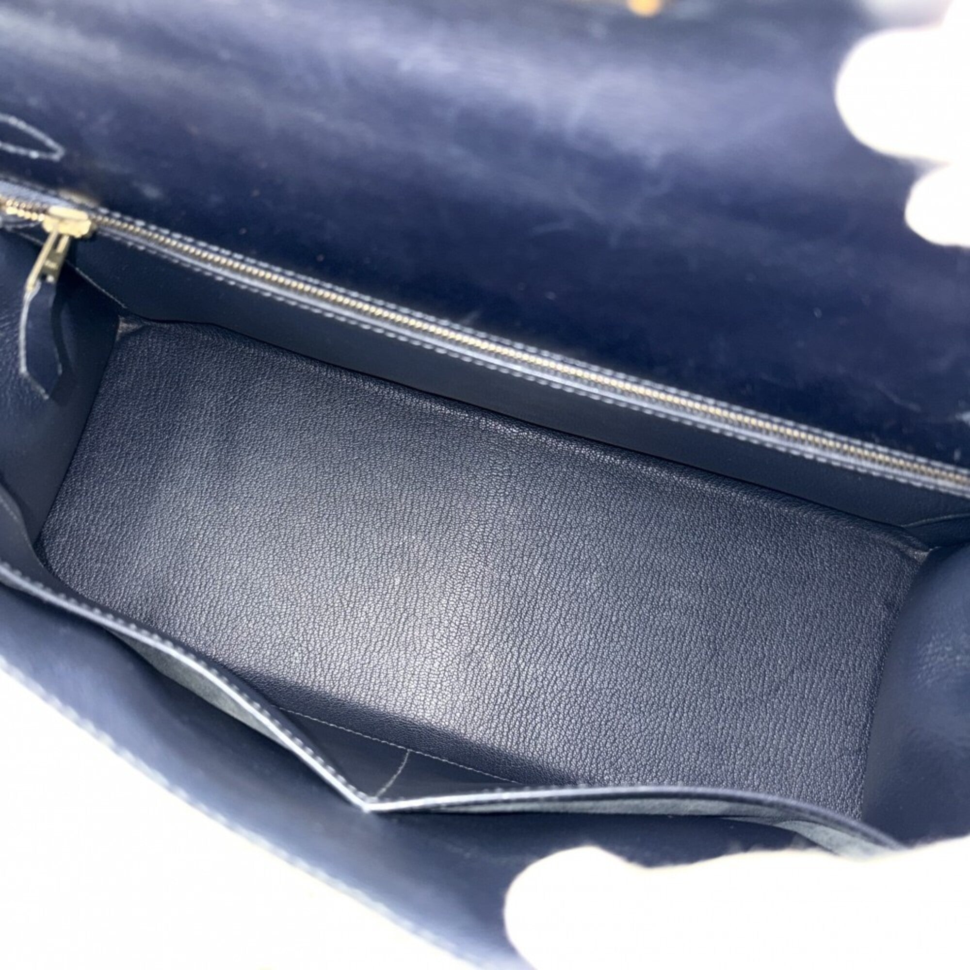 Hermes Kelly Navy Box Calf Leather Handbag Shoulder Bag (Pre-Owned)