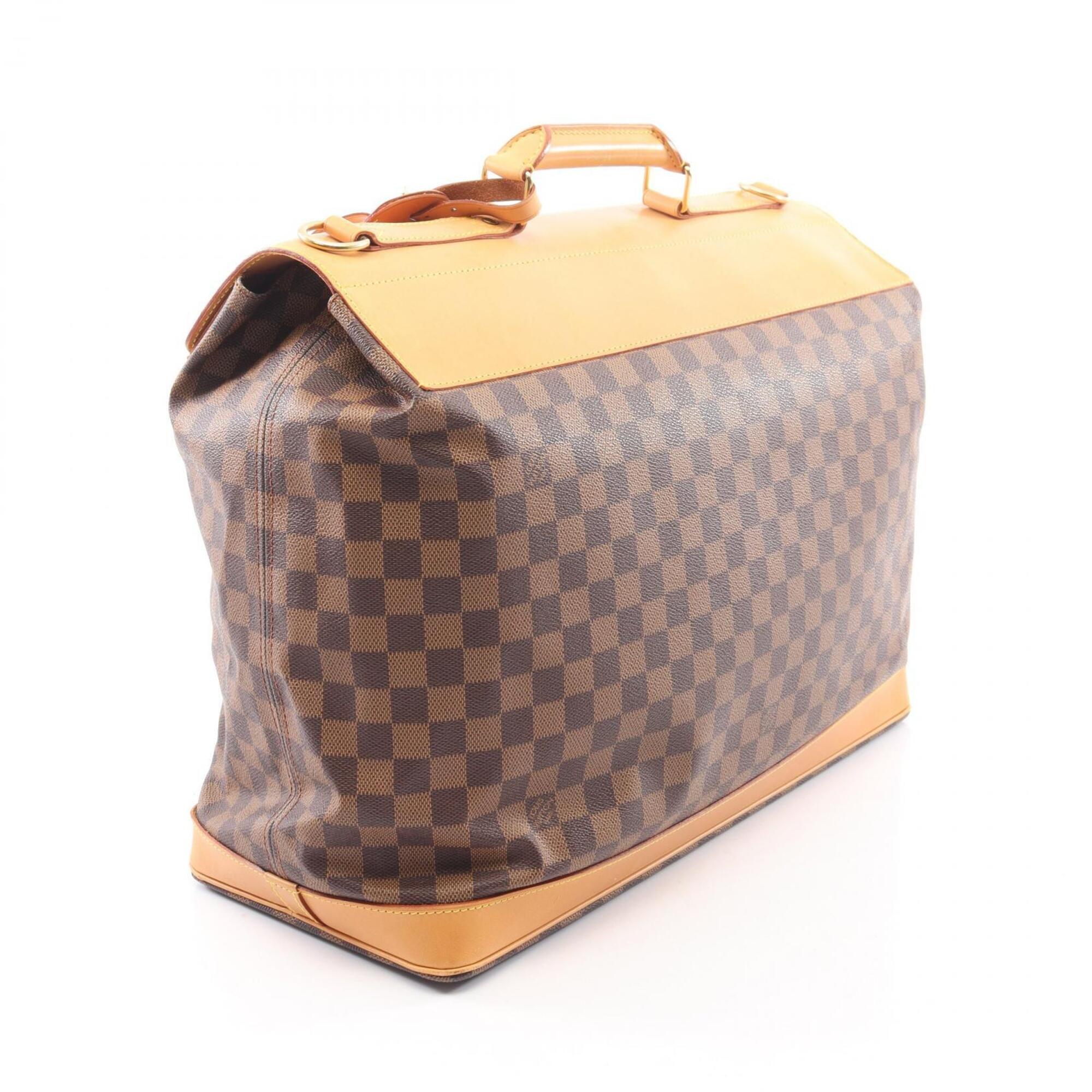 Louis Vuitton Brown Coated Canvas Pvc Damier Canvas Leather Boston Bag Handbag (Pre-Owned)
