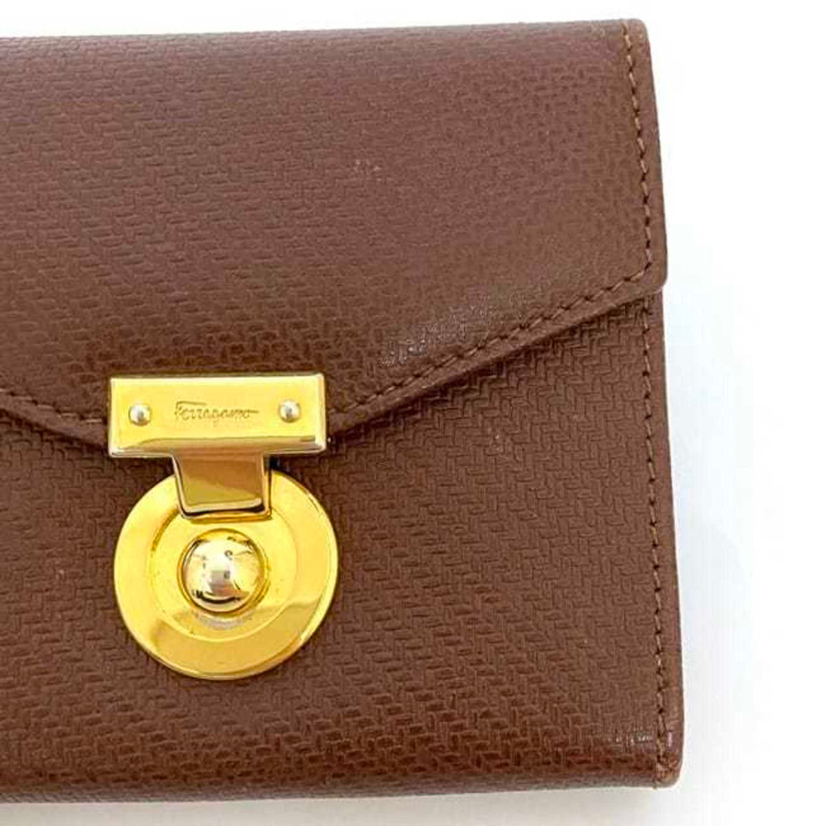 Salvatore Ferragamo Brown Leather Coin Purse/Coin Case (Pre-Owned)