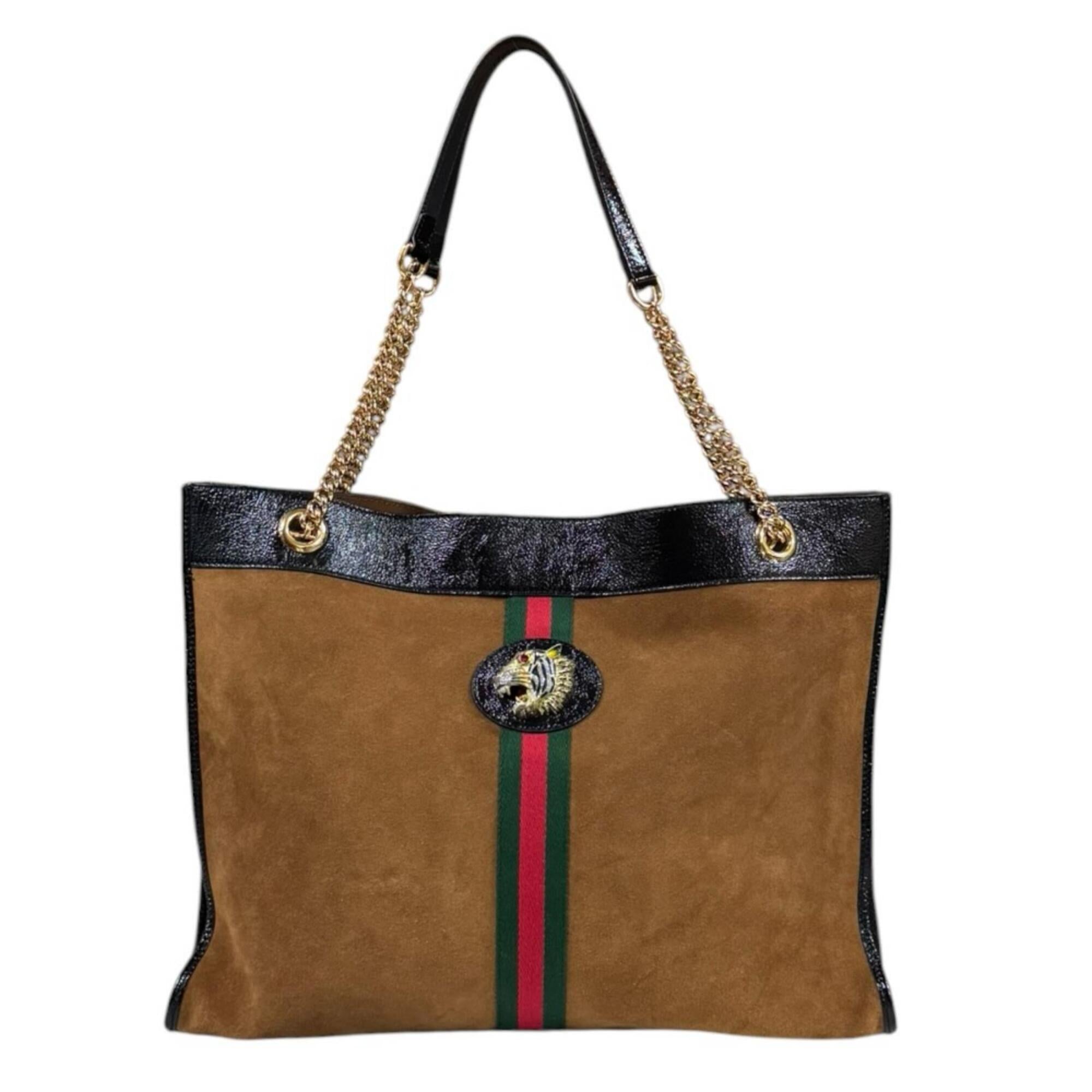 Gucci Black Brown Suede Leather Pouch Tote Bag (Pre-Owned)