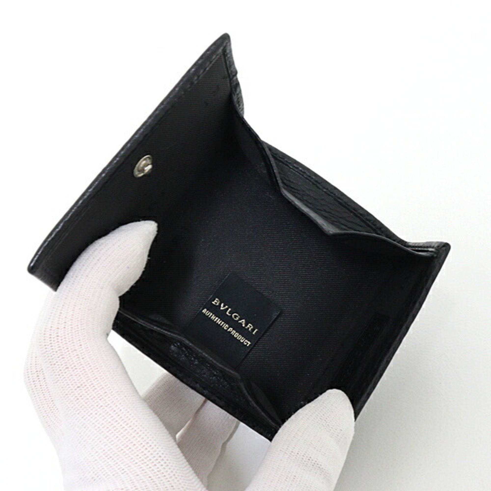 Bvlgari Black Leather Coin Purse/Coin Case (Pre-Owned)