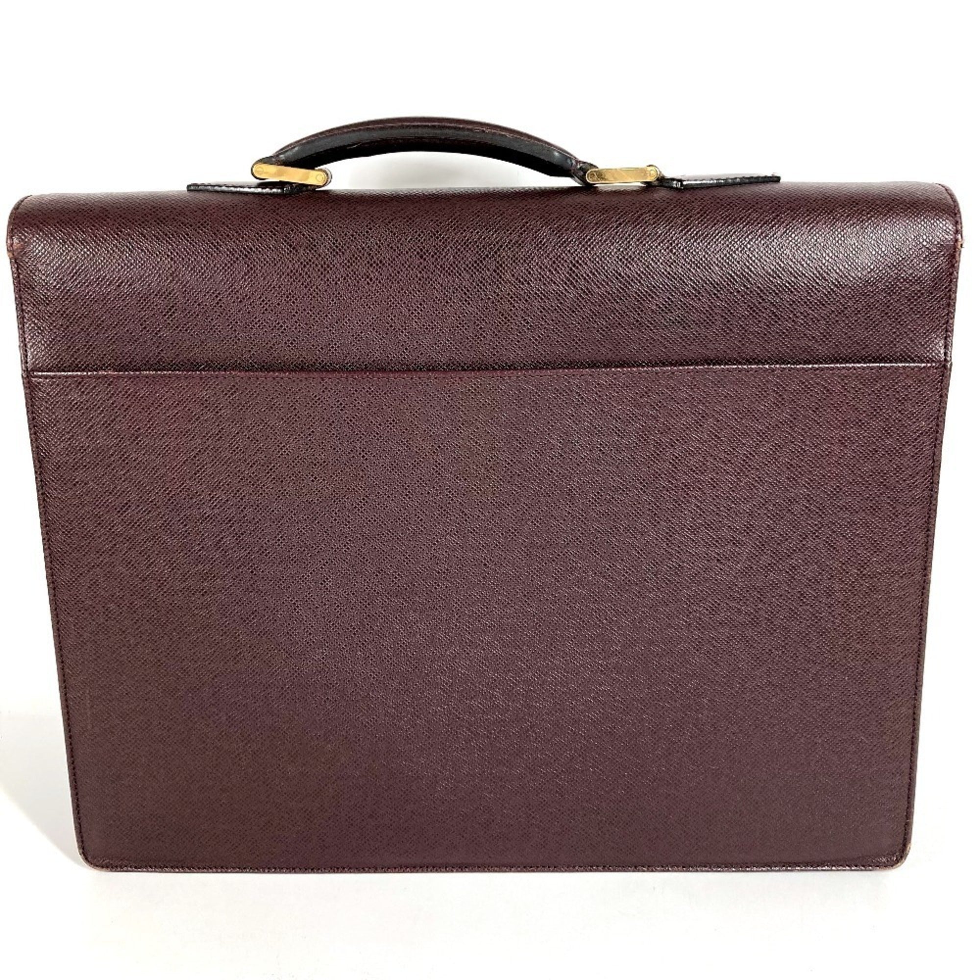 Louis Vuitton Acajou Purple Taiga Leather Briefcase Handbag (Pre-Owned)