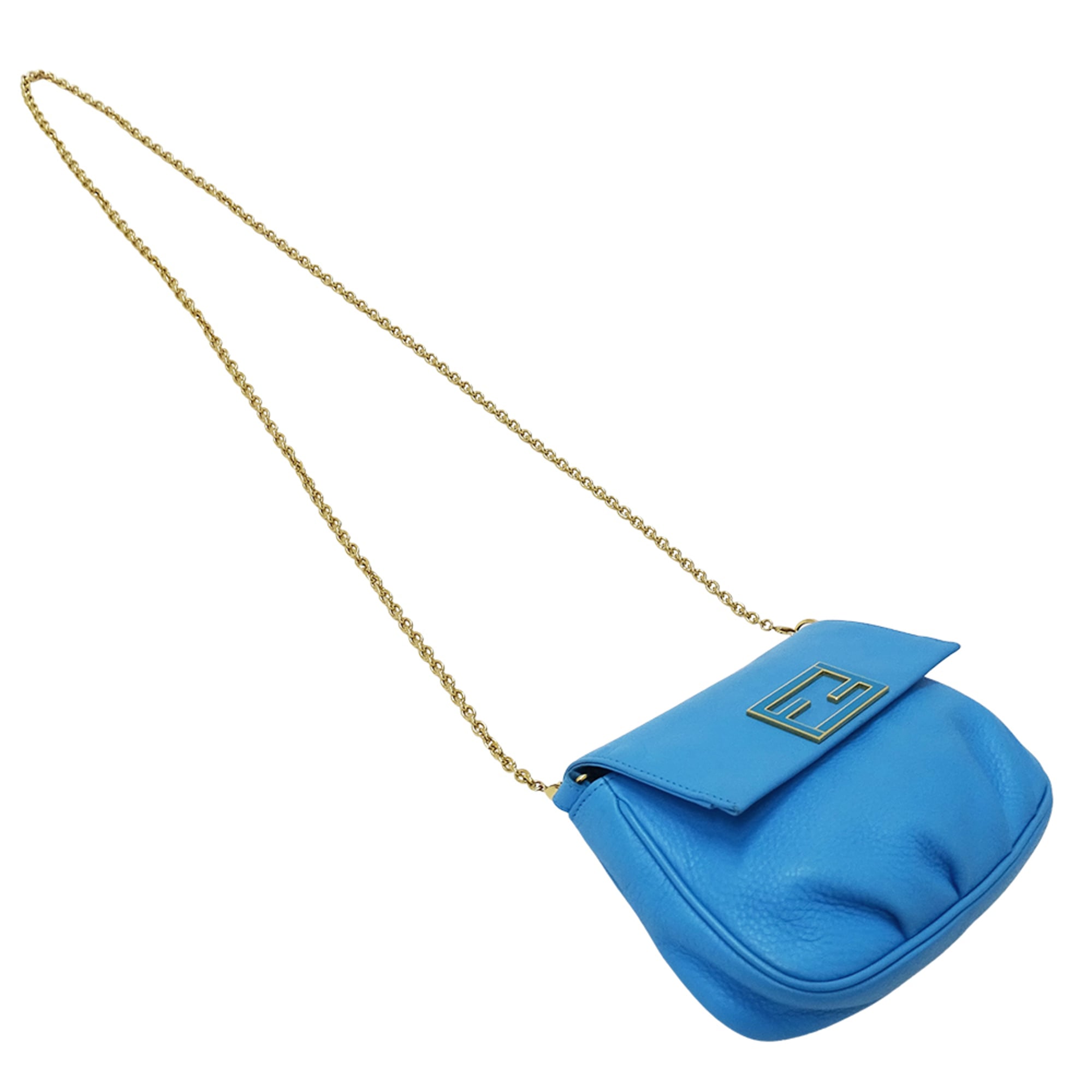 Fendi Light Blue Leather Handbag Shoulder Bag (Pre-Owned)