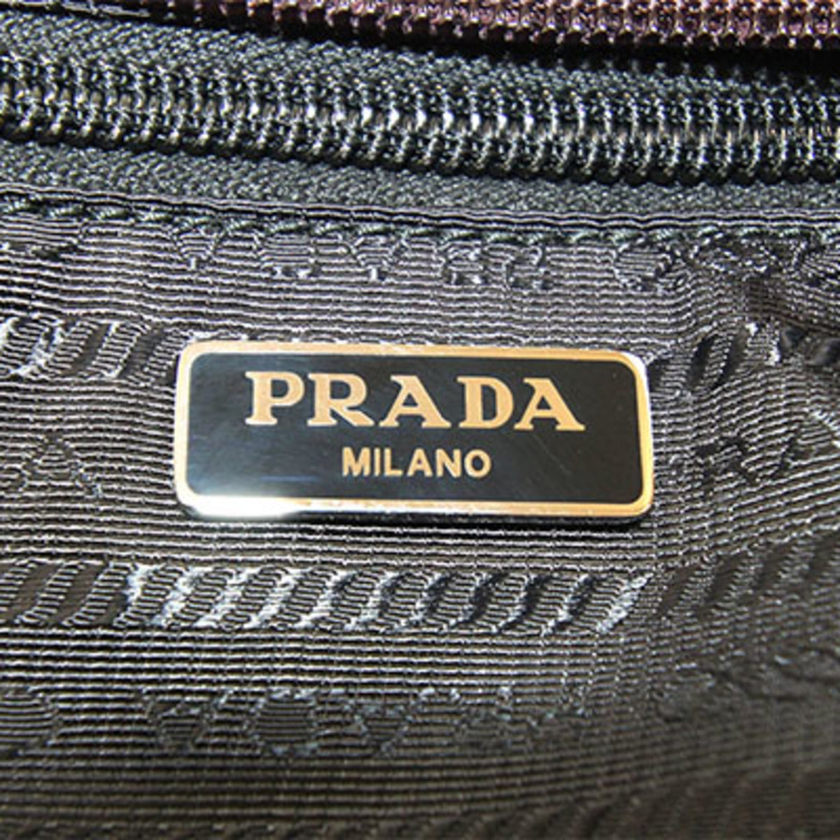 Prada Bordeaux Brown Nylon Leather Handbag Pouch (Pre-Owned)