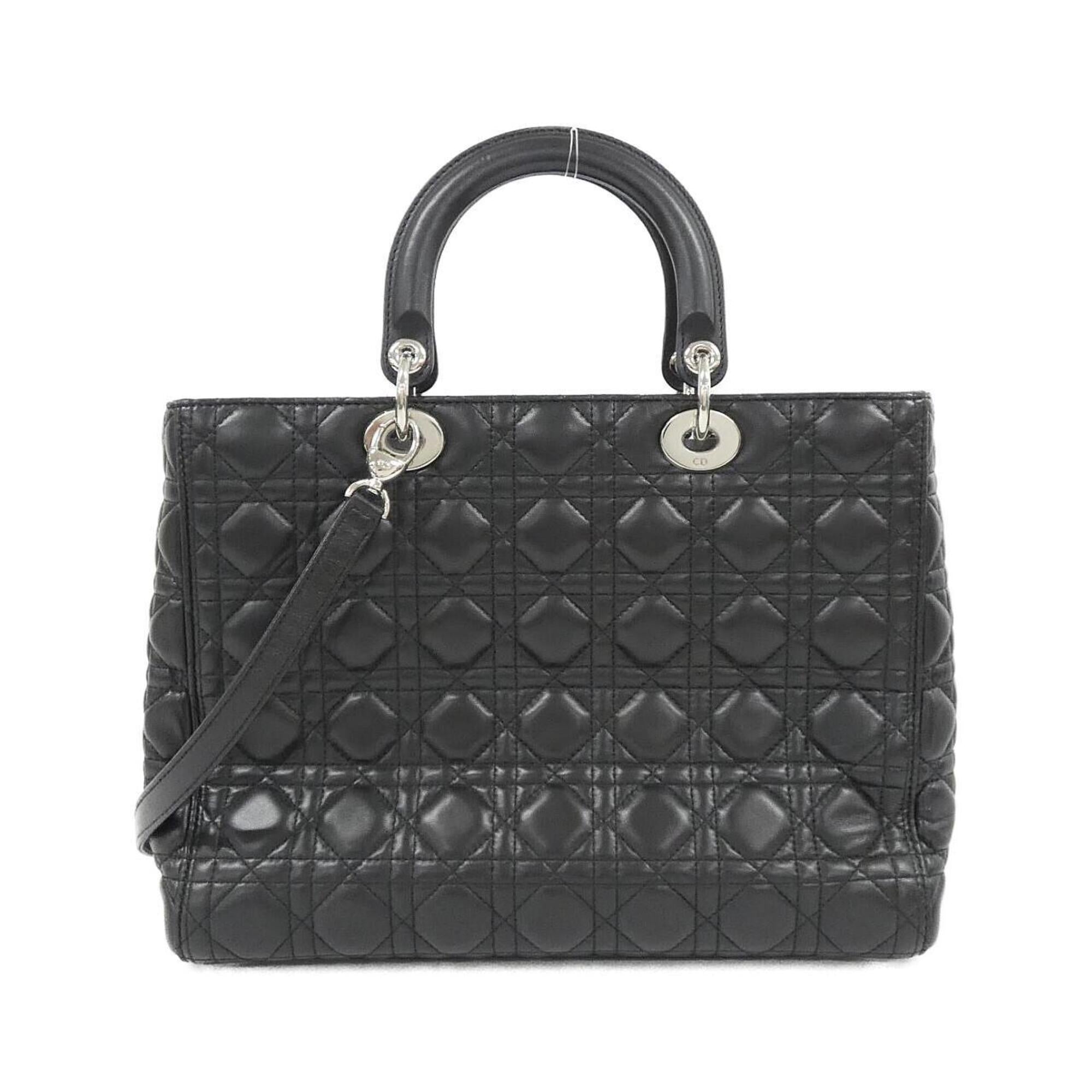 Christian Dior Lady Dior Black Leather Handbag (Pre-Owned)