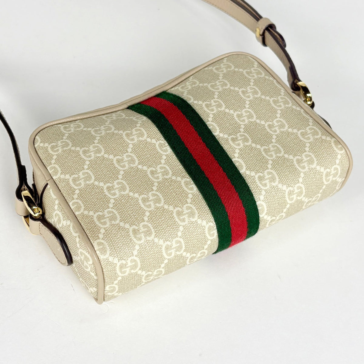 Gucci Ophidia Beige Gg Supreme Leather Shoulder Bag (Pre-Owned)