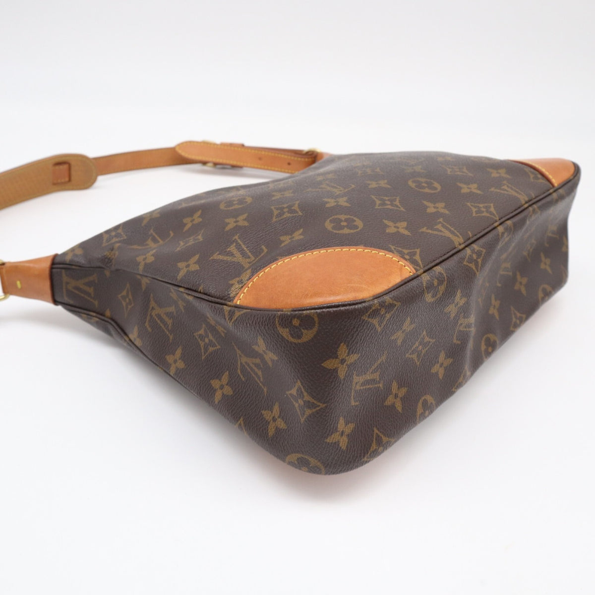 Louis Vuitton Beige Brown Coated Canvas Leather Shoulder Bag (Pre-Owned)