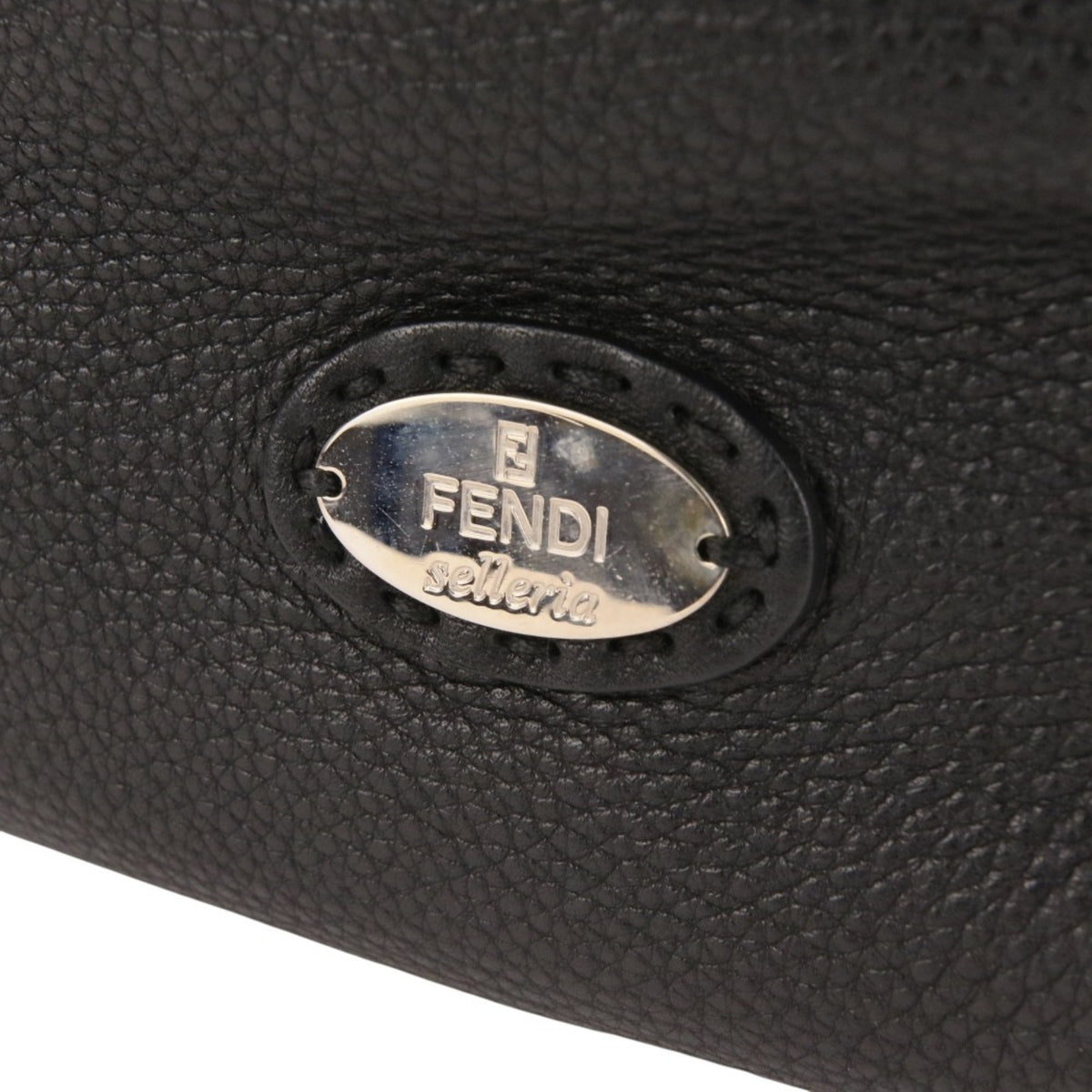 Fendi Selleria Black Leather Shoulder Bag Tote Bag (Pre-Owned)