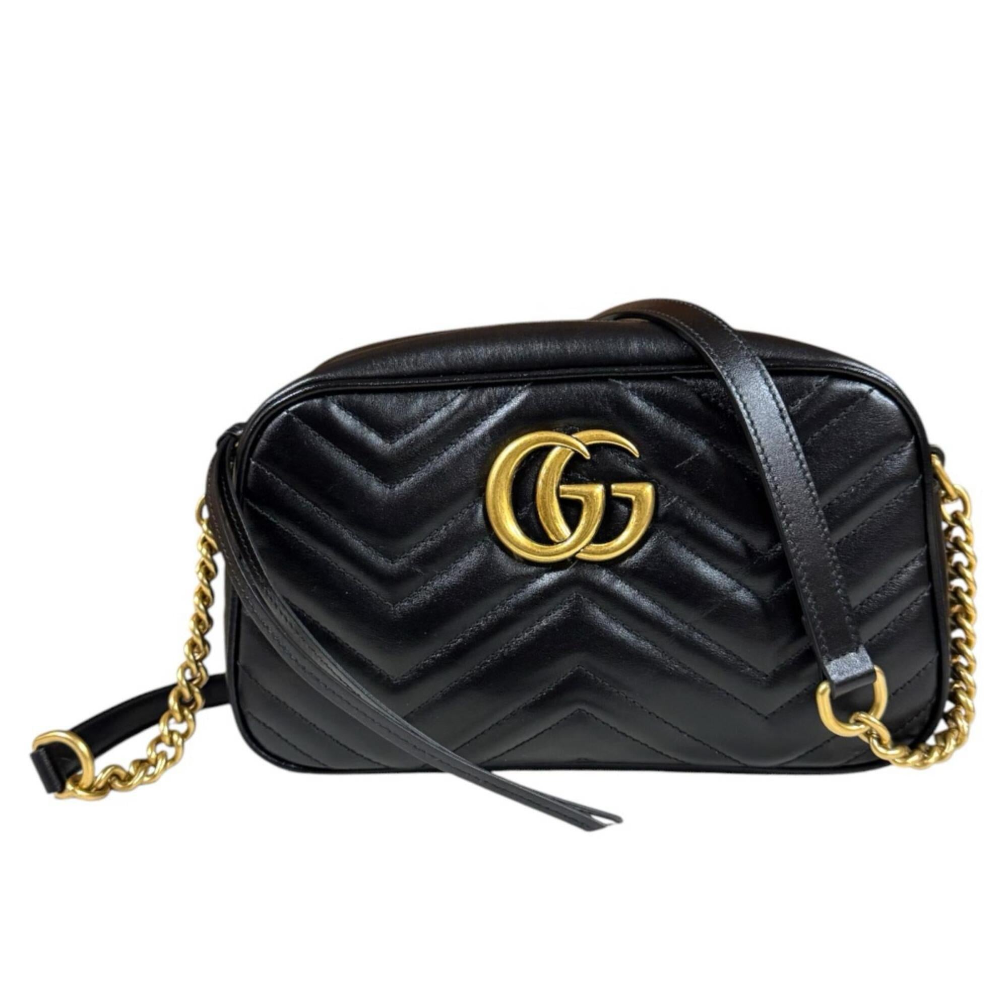 Gucci Gg Marmont Black Leather Shoulder Bag (Pre-Owned)