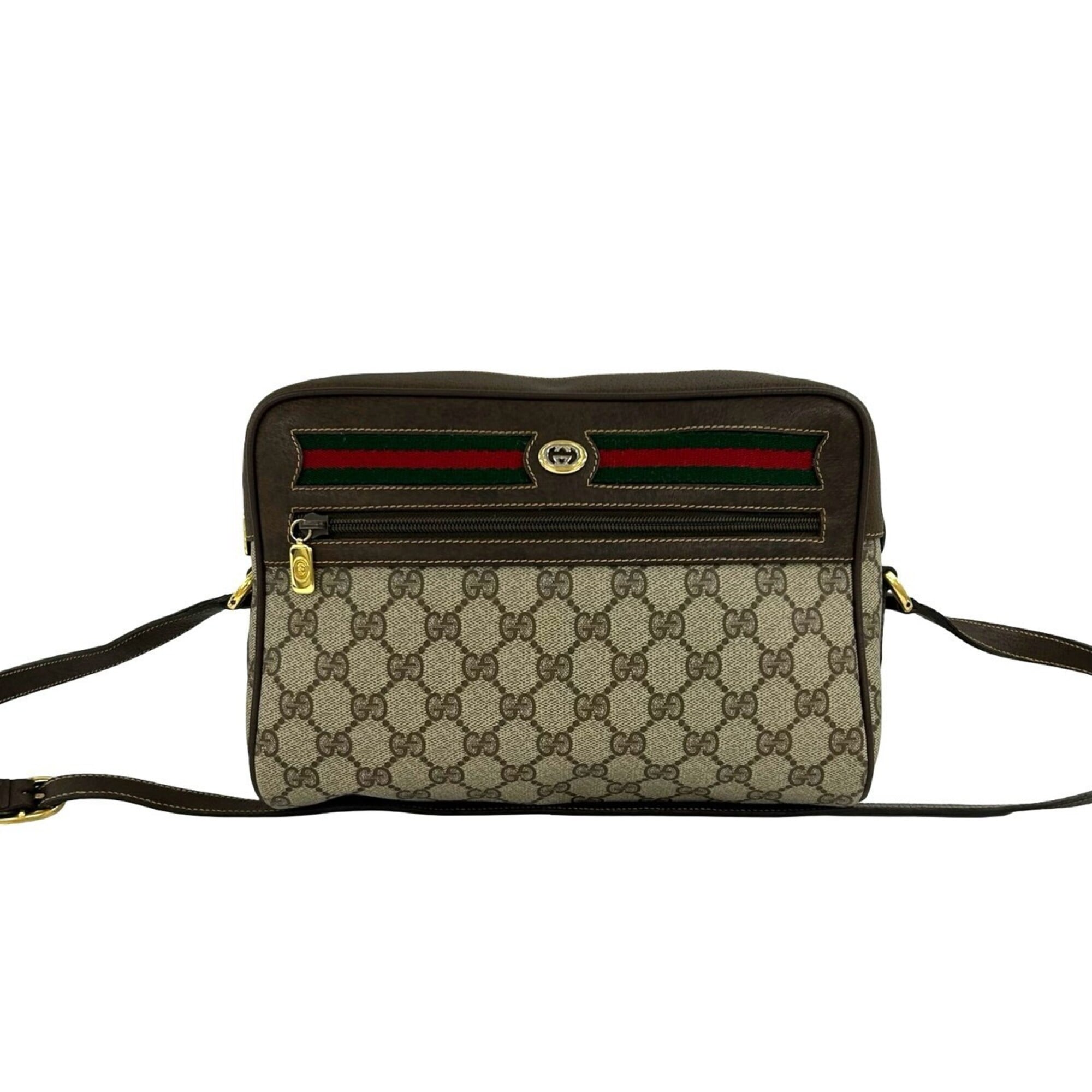 Gucci Brown Green Red Color Leather Pvc Pochette Shoulder Bag (Pre-Owned)