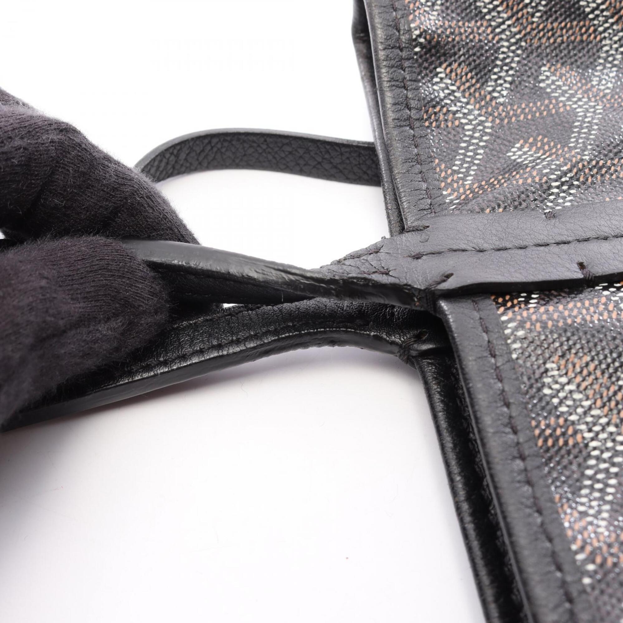 Goyard Black Brown White Coated Canvas Leather Handbag Pouch Tote Bag (Pre-Owned)