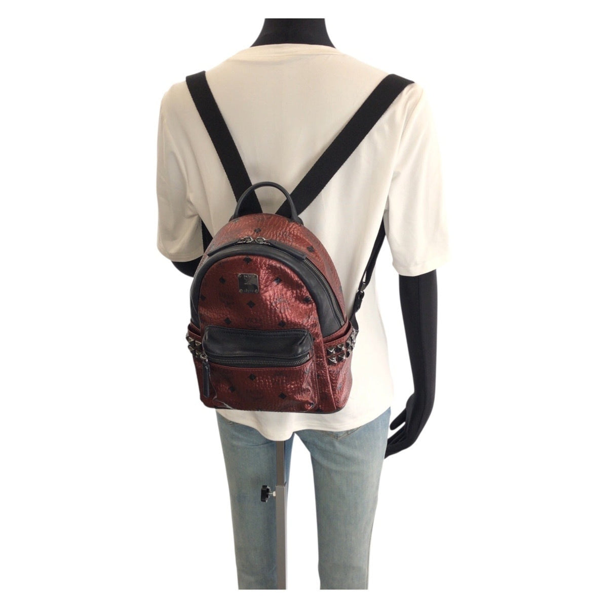 Mcm Bordeaux Red Color Wine Pvc Leather Backpack (Pre-Owned)