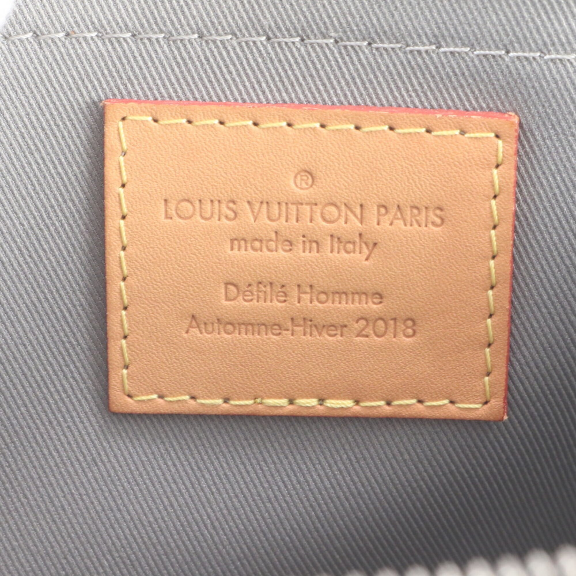 Louis Vuitton Black Cosmos Gray Leather Nylon Pochette (Pre-Owned)